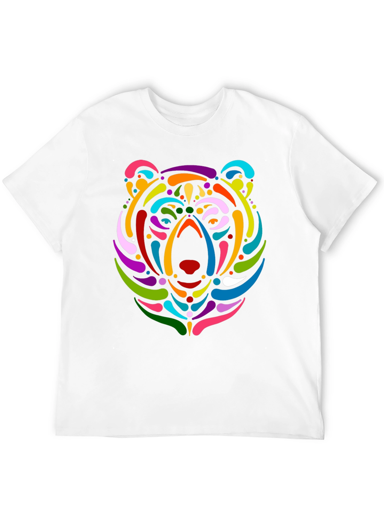 Black Colorful Bear Graphic Black T-Shirt view 12