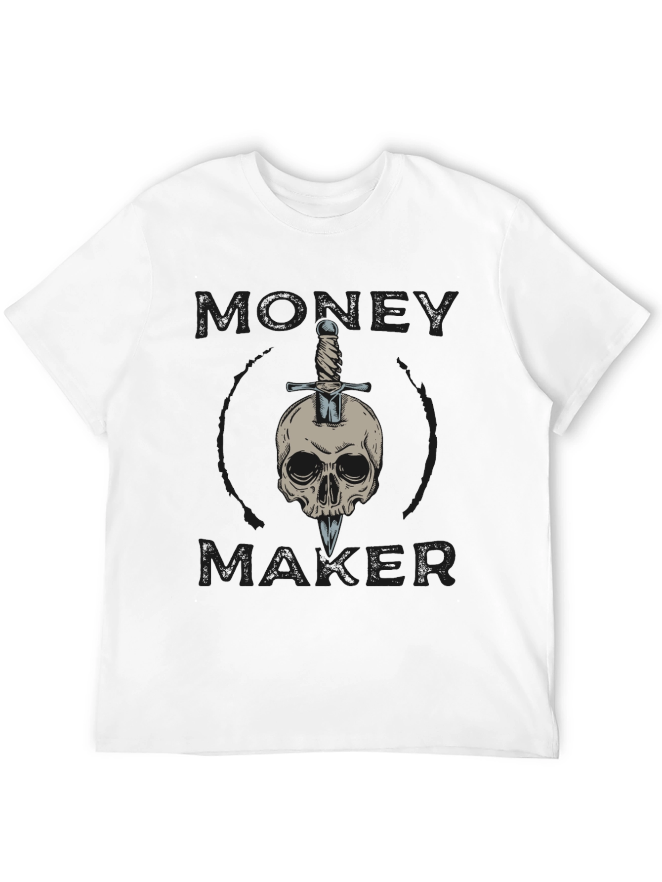 Black Money Maker Skull & Sword Graphic Tee - Black view 12