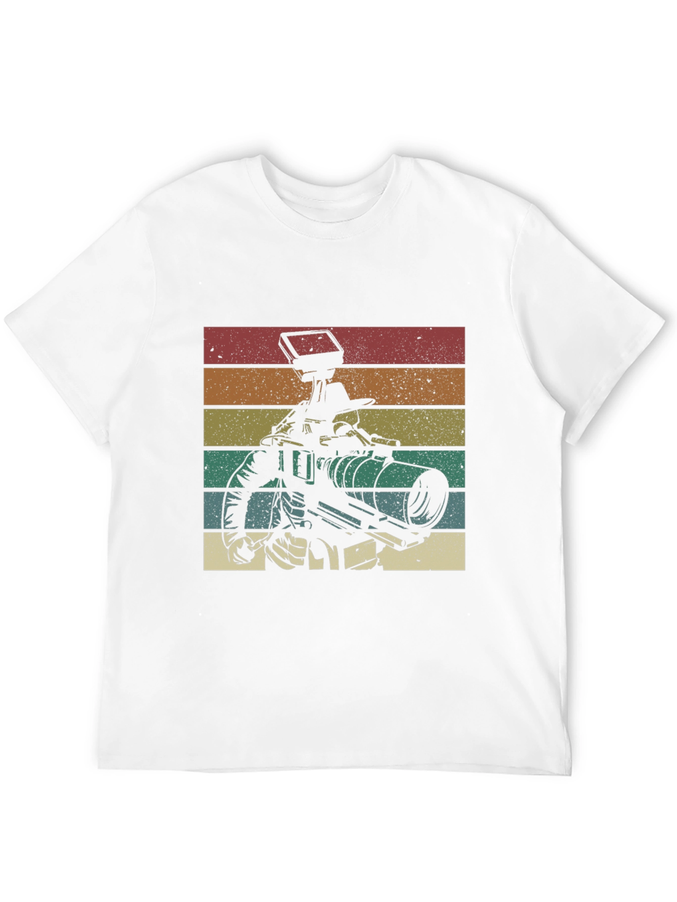 Black Retro Robot Cameraman T-Shirt - Vintage Style Graphic Tee view 12