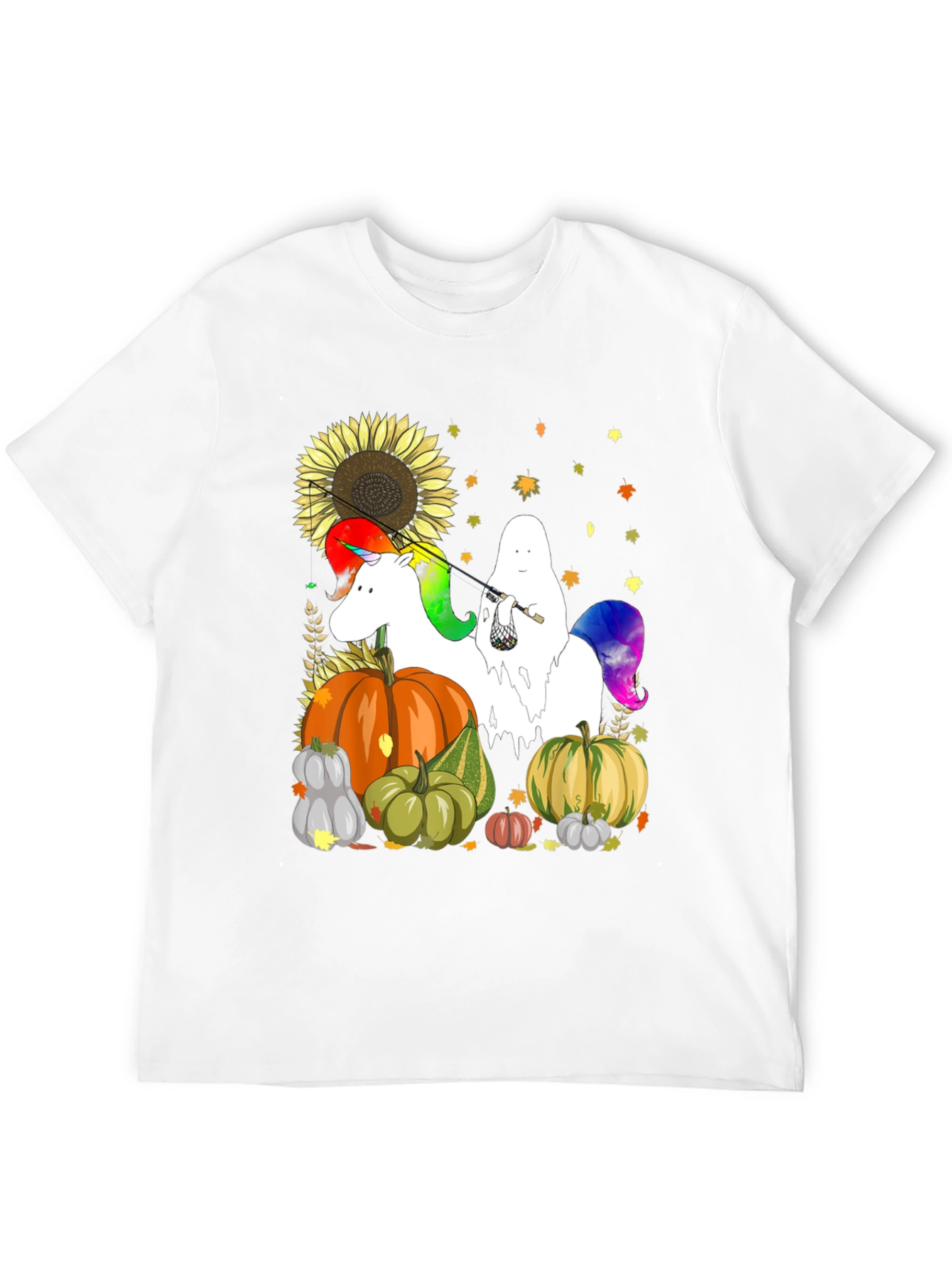 Black Unicorn Ghost Pumpkin Fall T-Shirt view 12