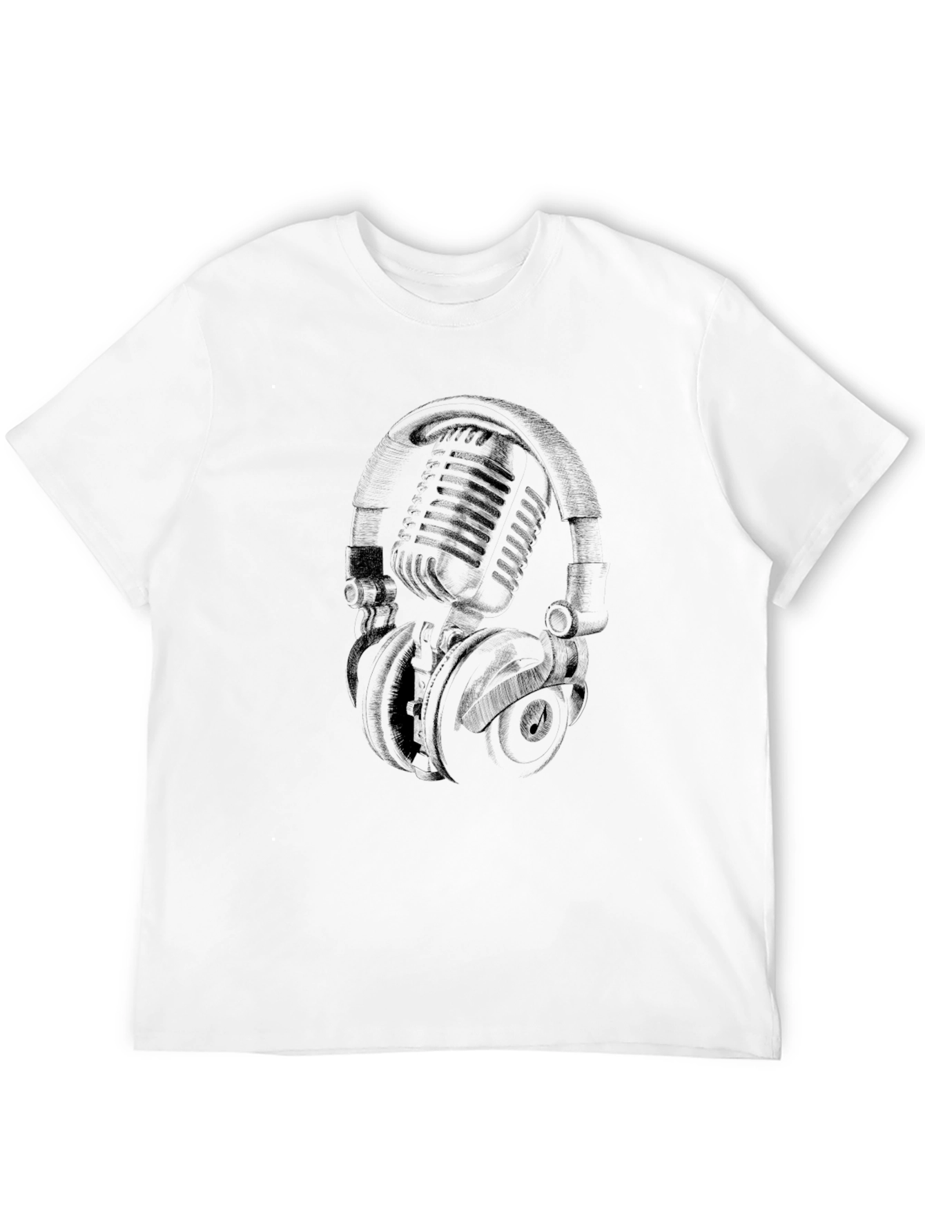 Black Retro Microphone & Headphones Graphic T-Shirt - Black view 12