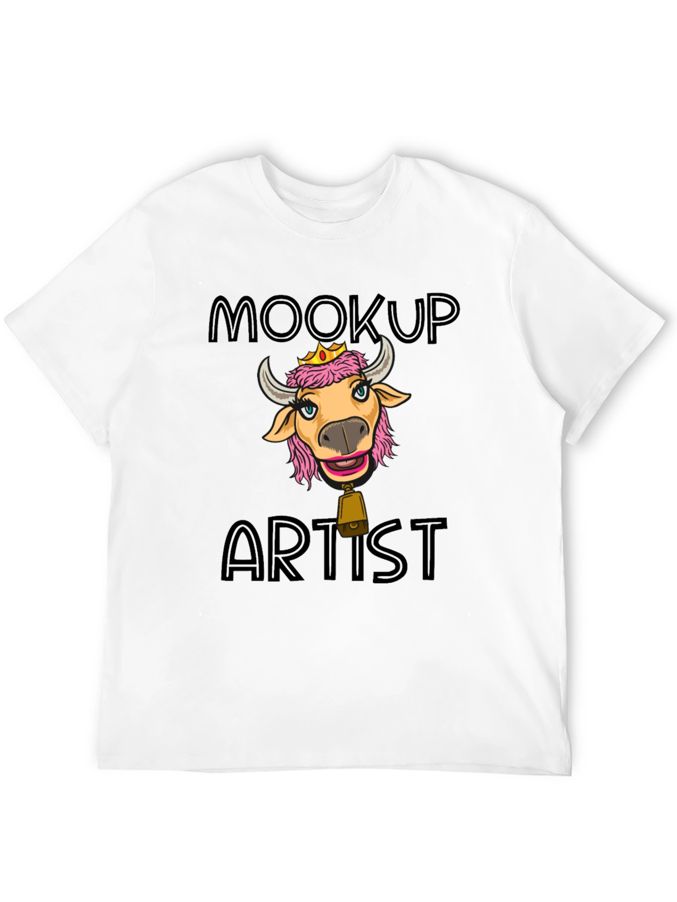 Black Moocup Artist Graphic T-Shirt Funny Cow Tee view 12