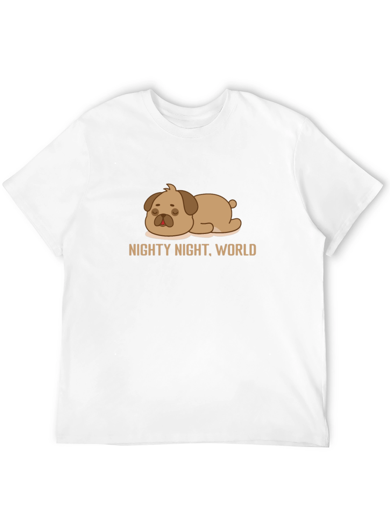 Black Nighty Night World Black T-Shirt with Cute Sleeping Dog Graphic view 12