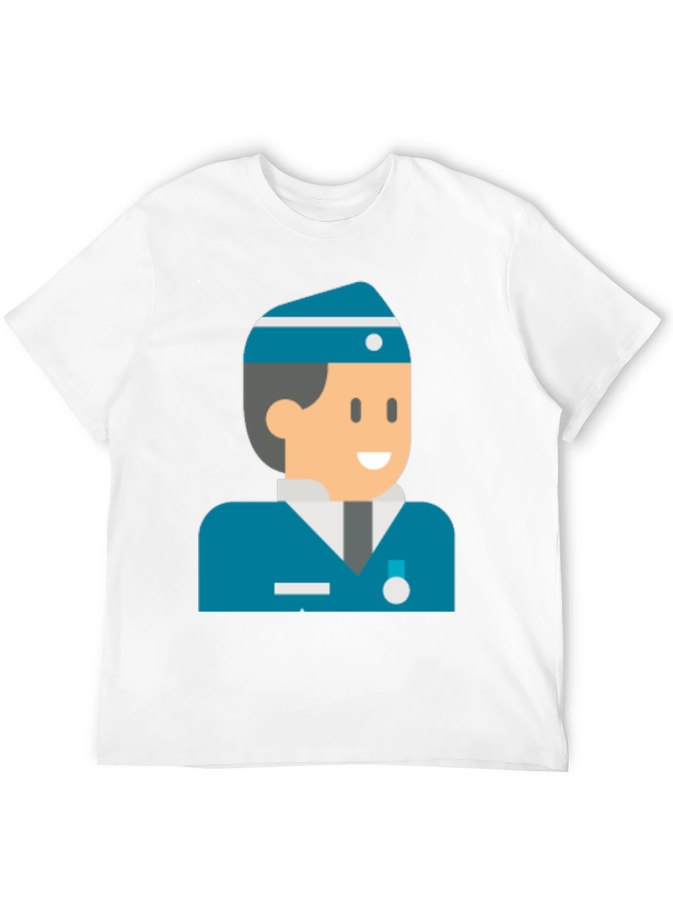 Black Cartoon Naval Officer Black T-Shirt view 12