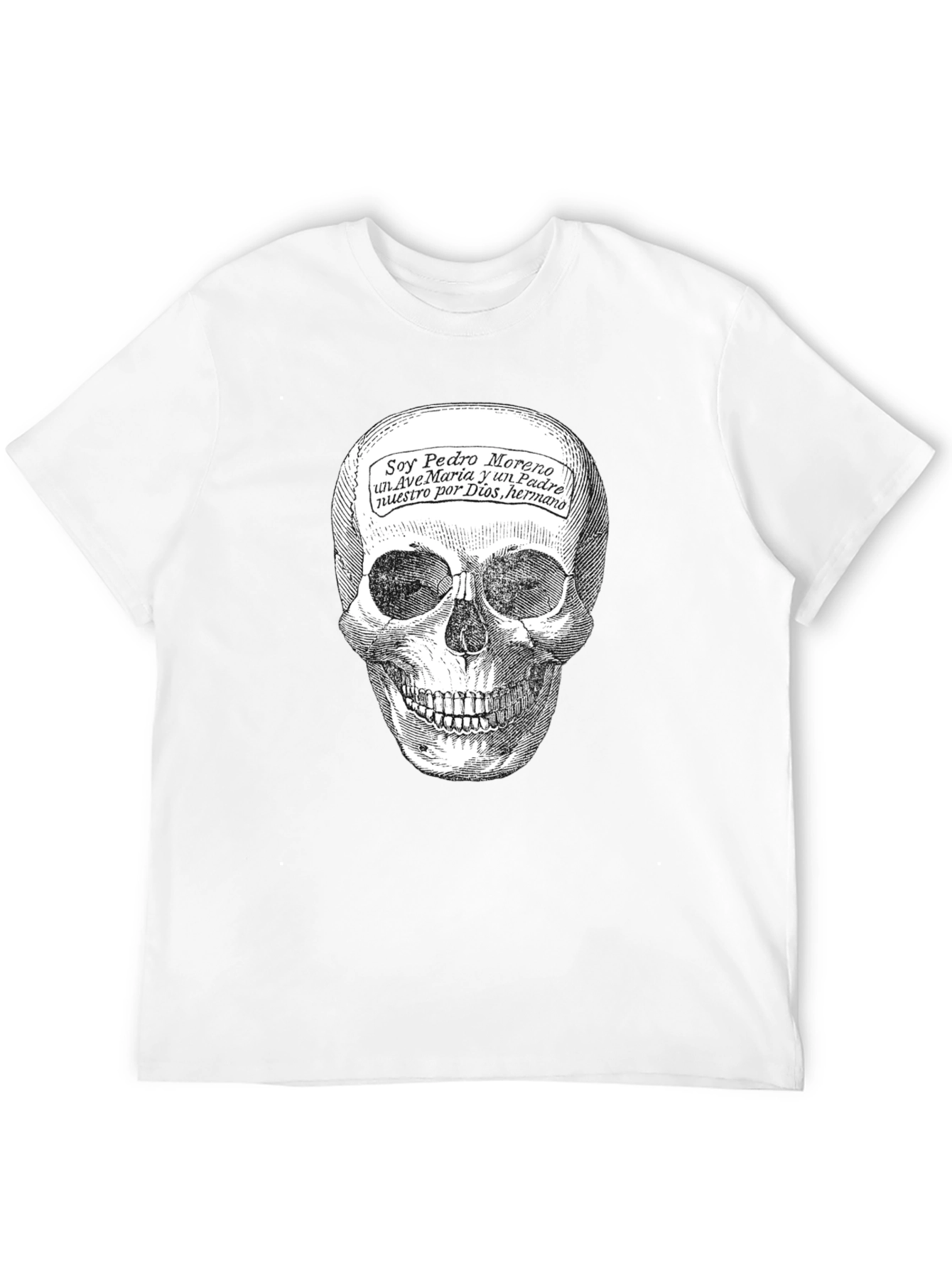Black Skull Graphic Tee - "Soy Pedro Moreno" T-Shirt view 12