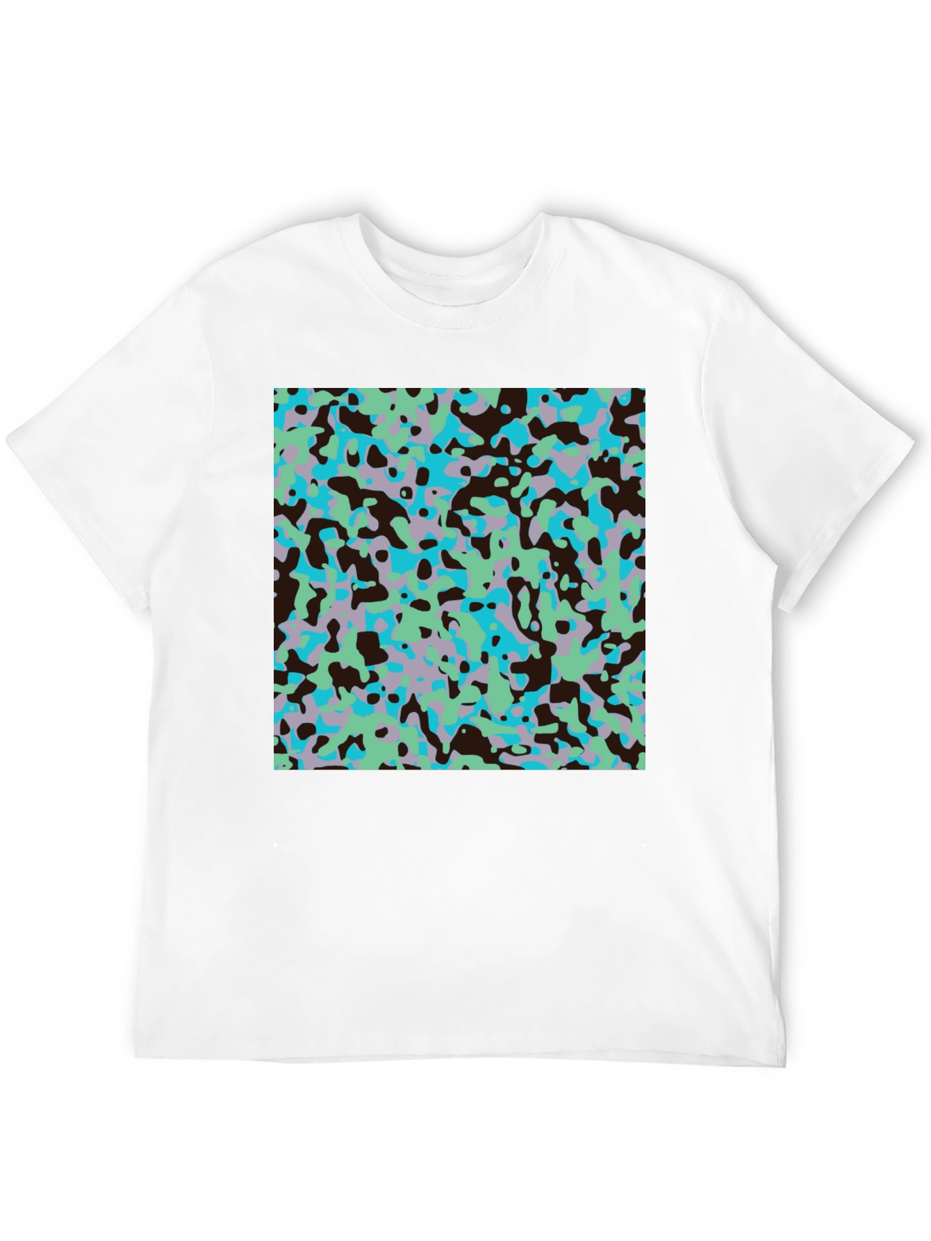 Black Abstract Camo Print Black T-Shirt view 12