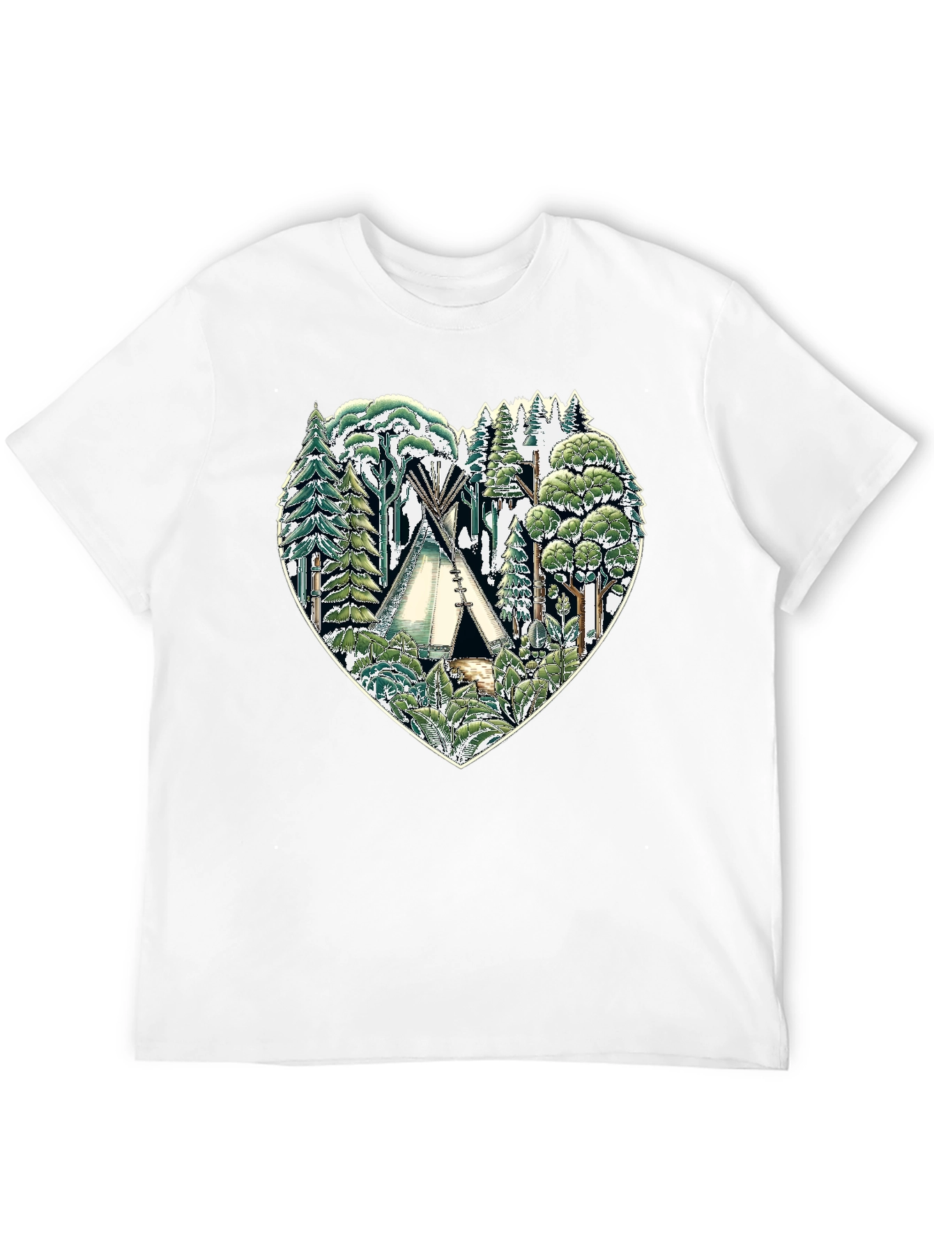 Nature Heart Tee: Tipi Forest Graphic Print T-Shirt - 12