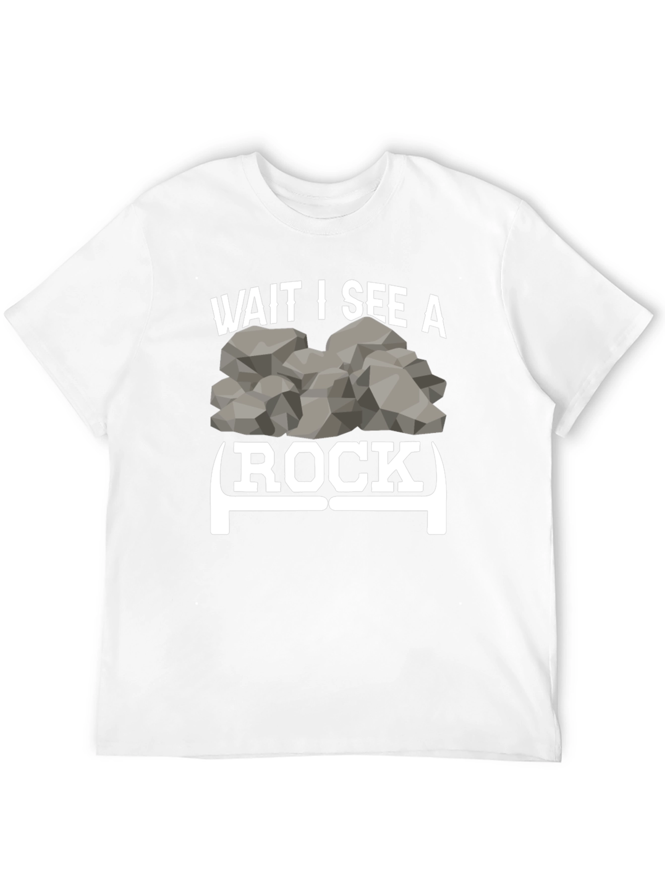 Black Wait I See a Rock Funny Graphic Tee view 12