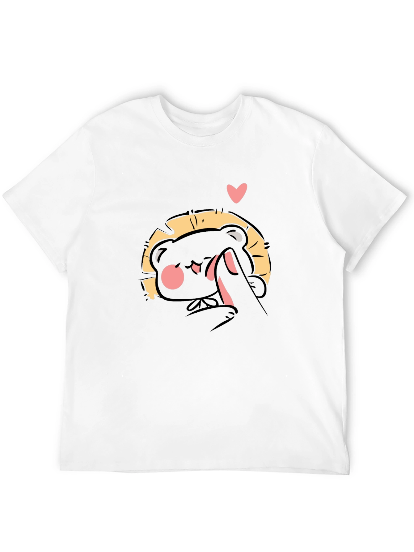 Cute Bear 'Finger Heart' Black T-Shirt - 12