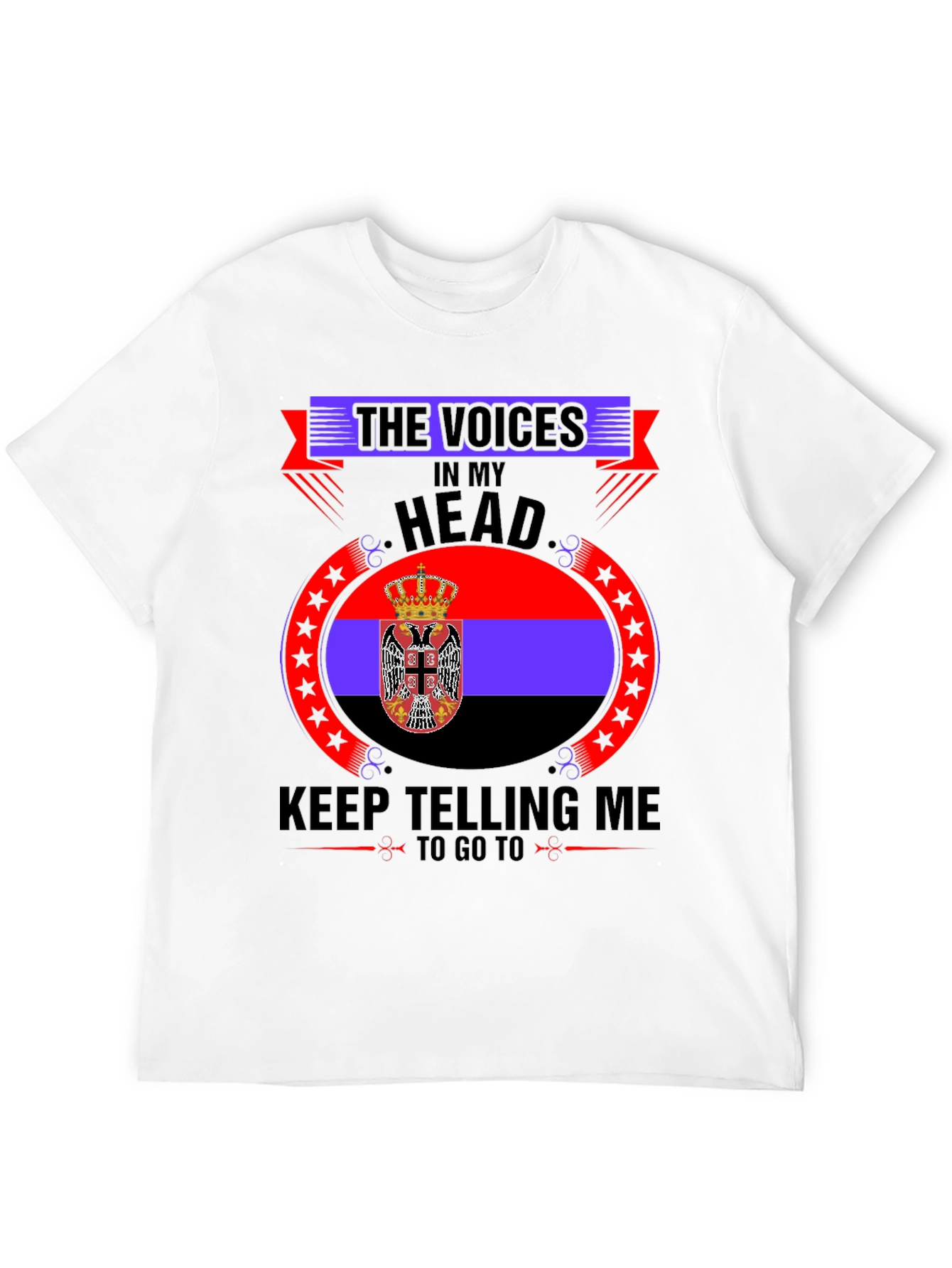 Black Serbia Flag T-Shirt - Voices In My Head view 12