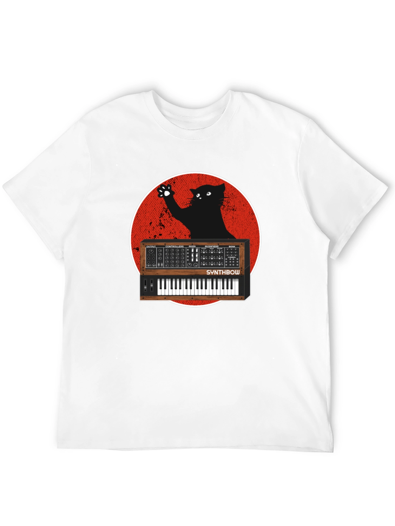 Black Synth Cat Graphic T-Shirt - Black view 12
