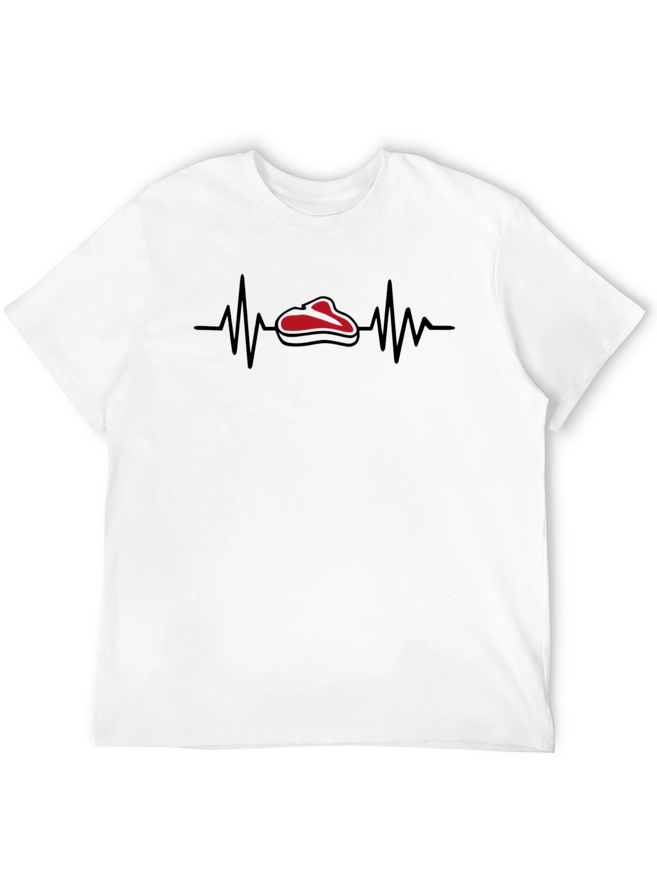 Black Steak Lover's Heartbeat Graphic Tee - Black Cotton view 12
