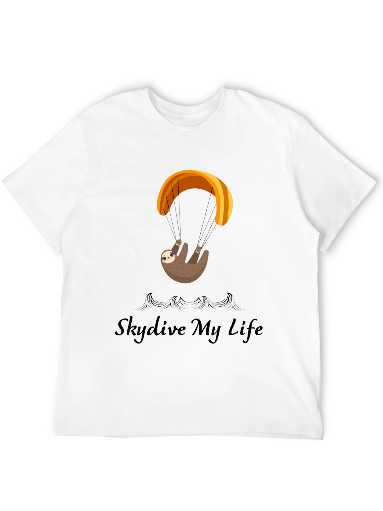 Black Skydiving Sloth Graphic Tee view 12