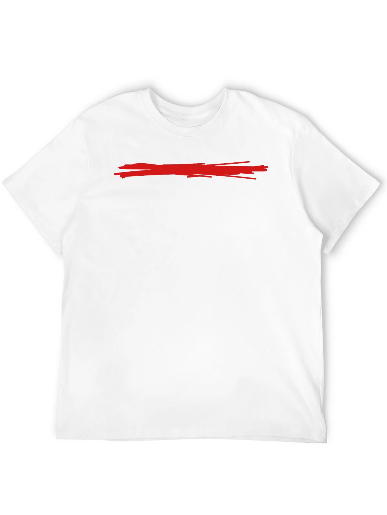 Black Men's Black Crew Neck T-Shirt with Red Line view 12