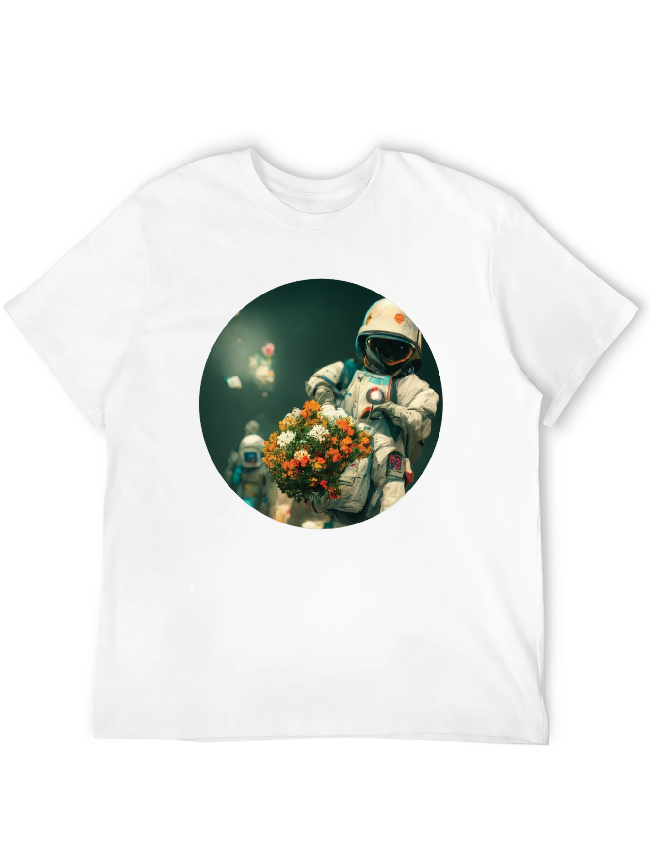 Black Astronaut with Flowers Graphic Tee - Black view 12