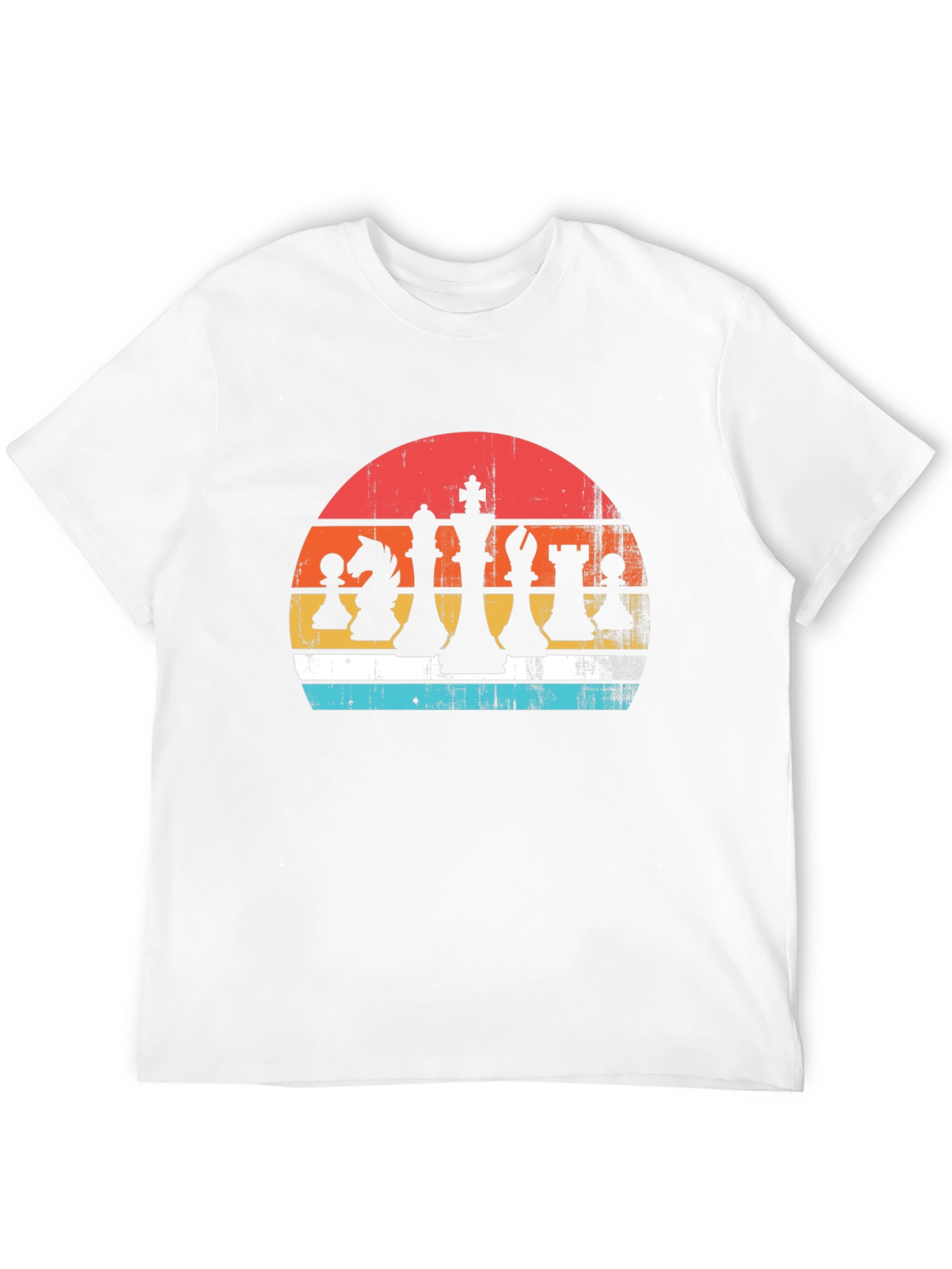 Black Retro Chess Piece Sunset Graphic Tee - Classic Board Game Style view 12