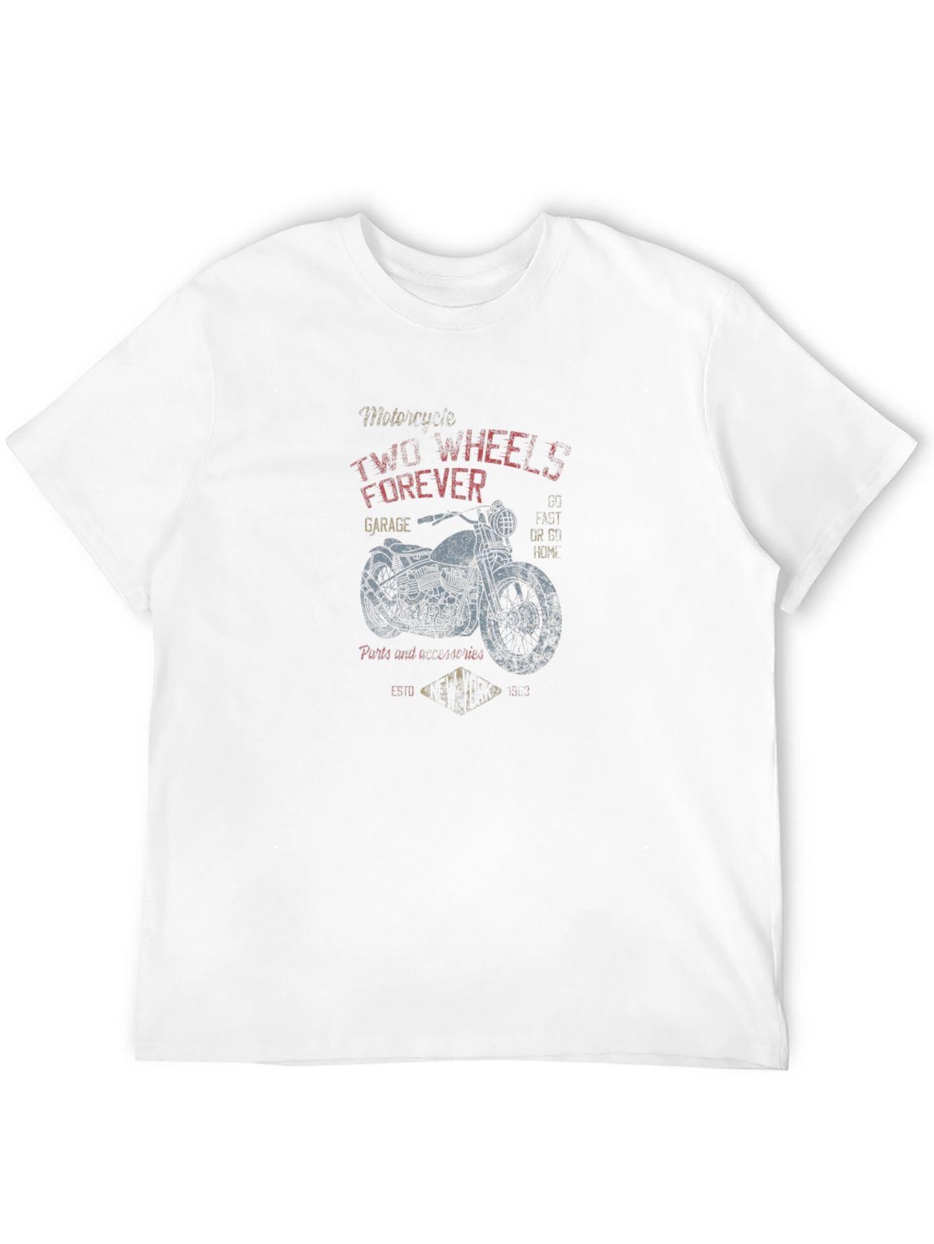 Black Motorcycle "Two Wheels Forever" Graphic Tee view 12