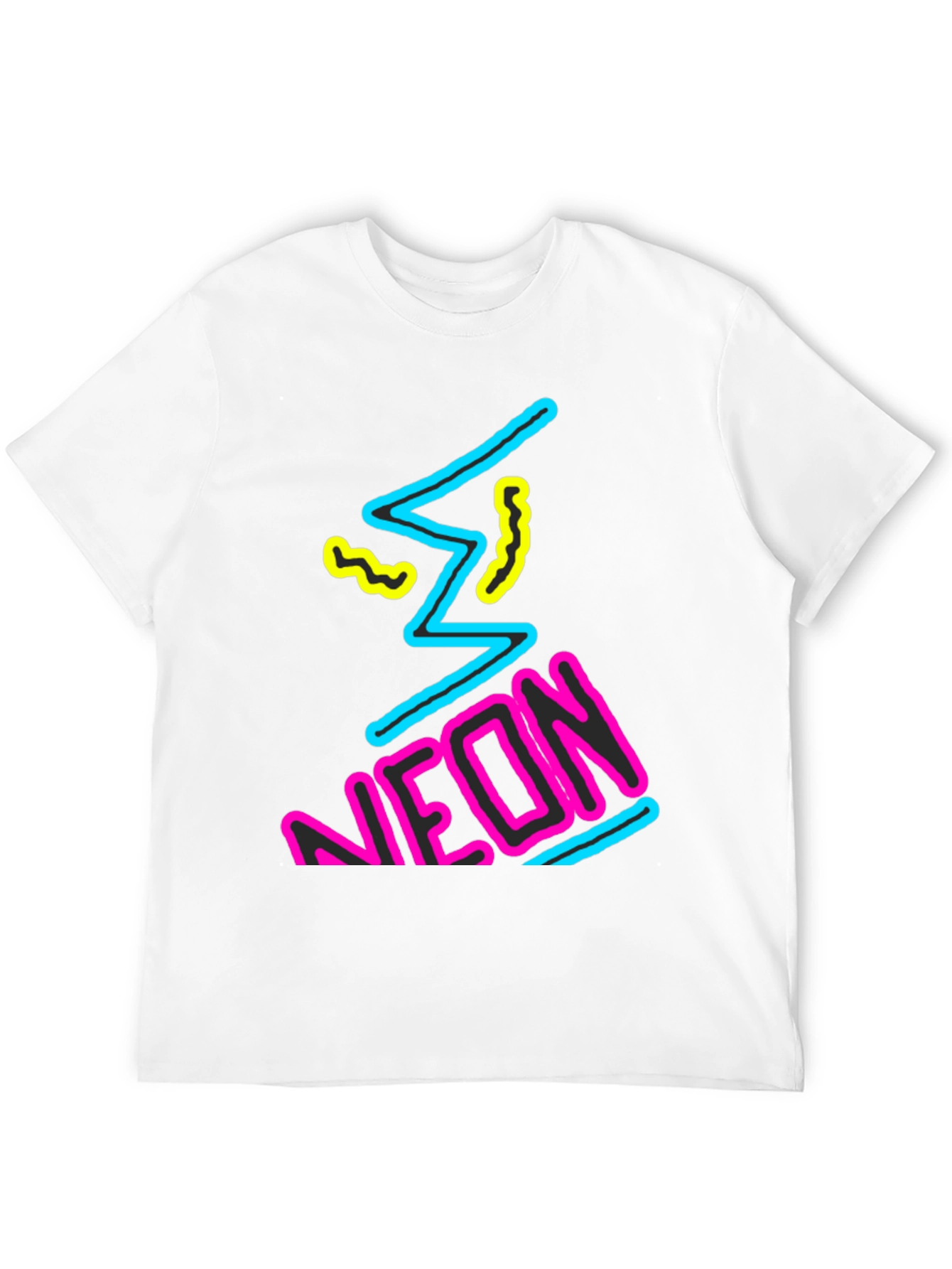 Black Neon Graphic Print Black T-Shirt view 12
