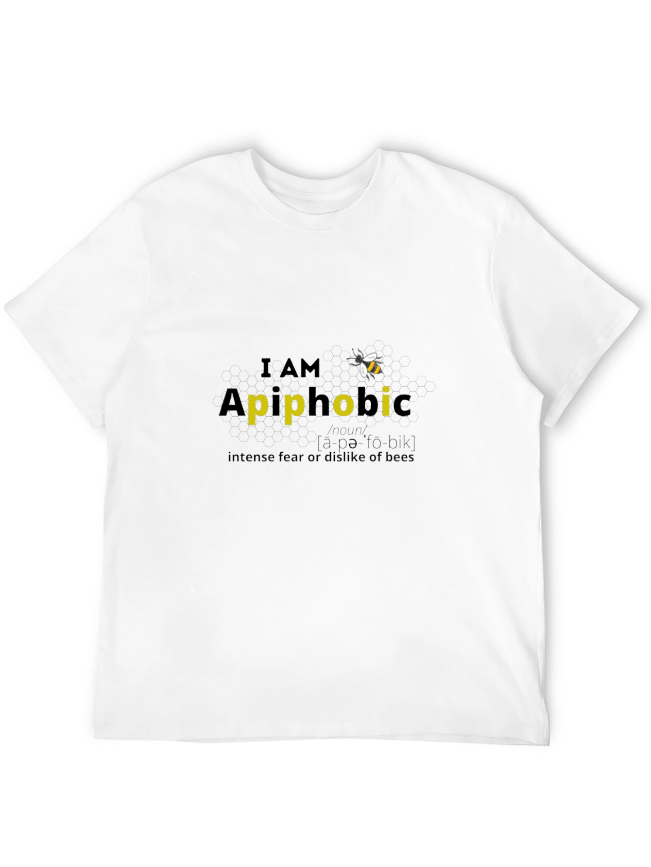 Black I AM Apiphobic T-Shirt - Fear of Bees view 12
