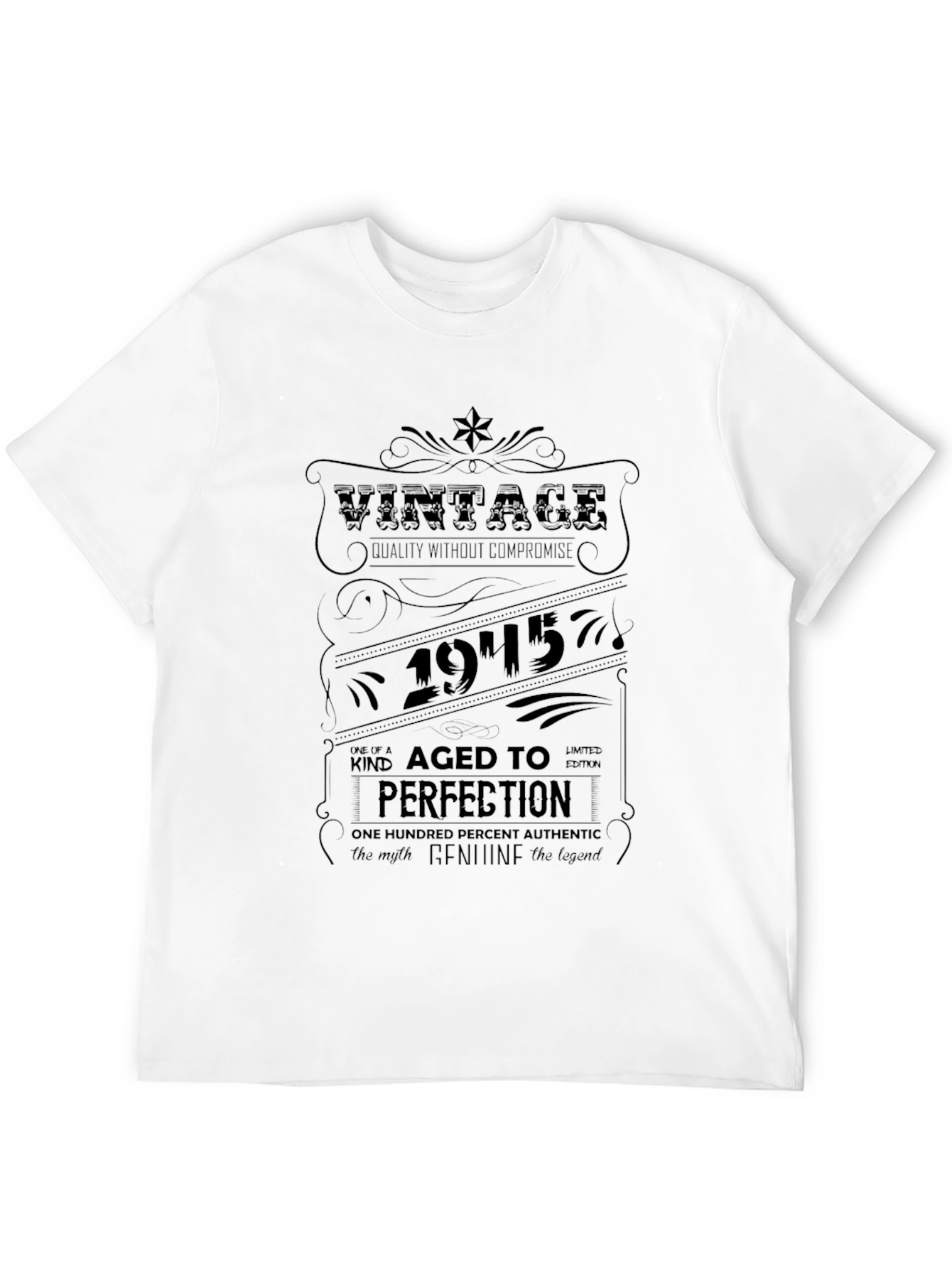 Black Vintage 1945 Aged to Perfection Black T-Shirt view 12