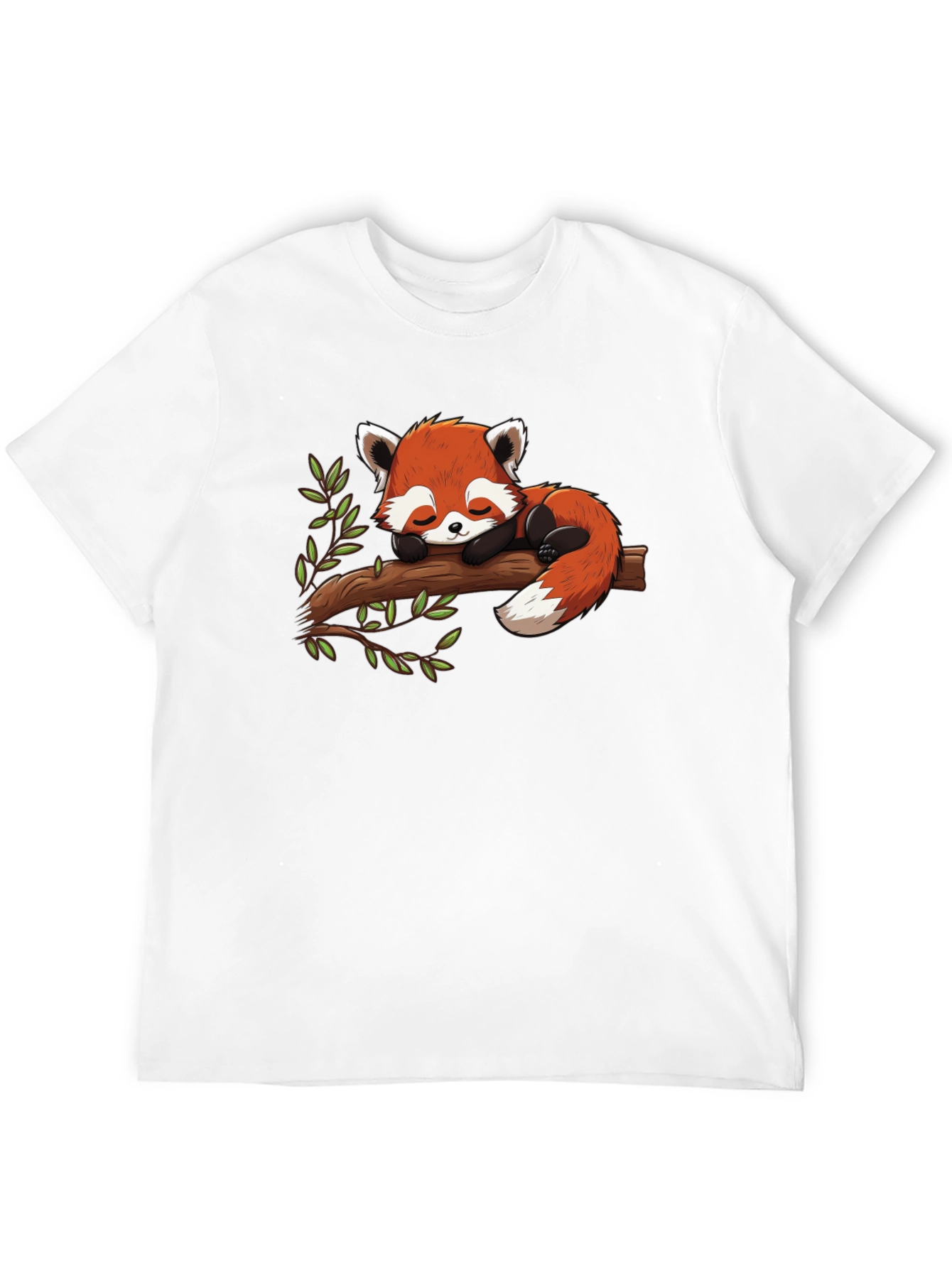 Black Cute Red Panda Napping on Branch Graphic Tee view 12