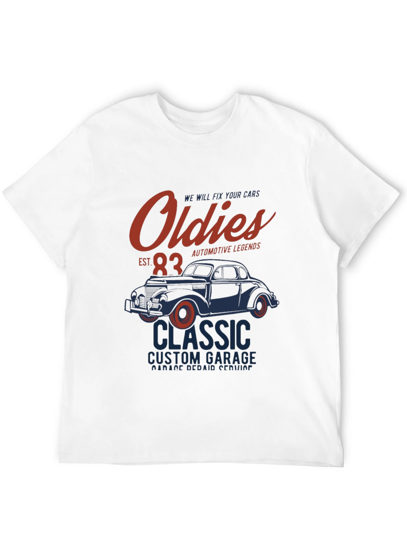Black Oldies Classic Car Garage T-Shirt view 12