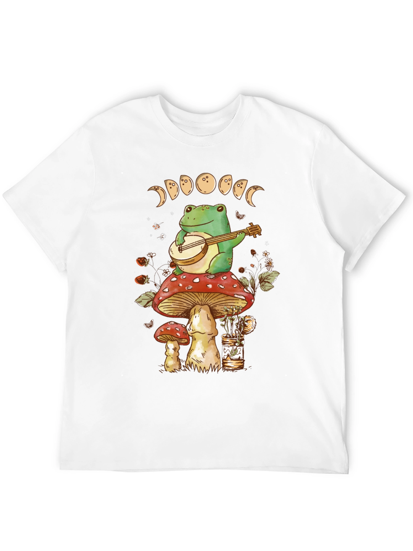 Black Frog Banjo Mushroom T-Shirt - Moon Phases view 12