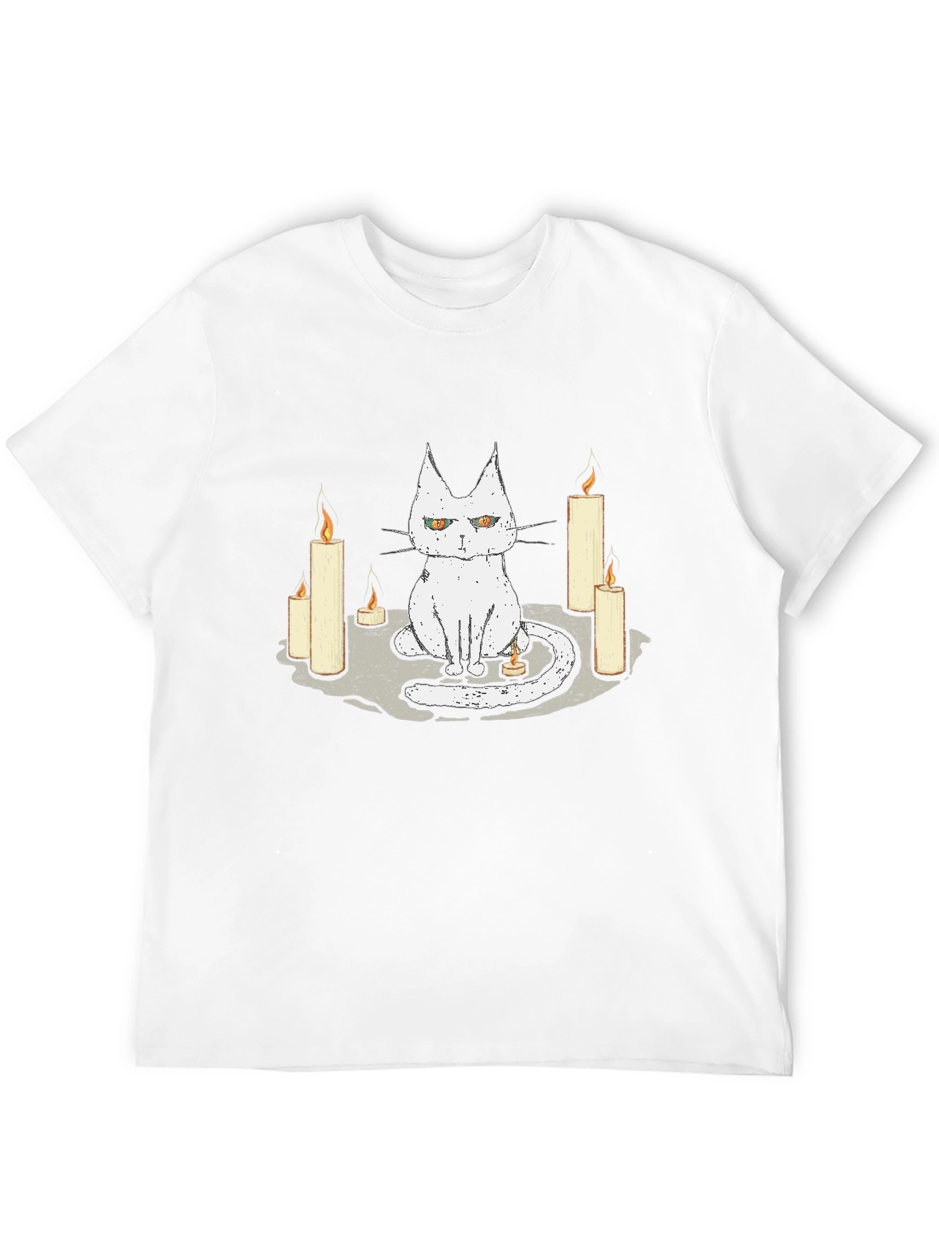 Occult Cat Candle Circle Graphic Tee - 12