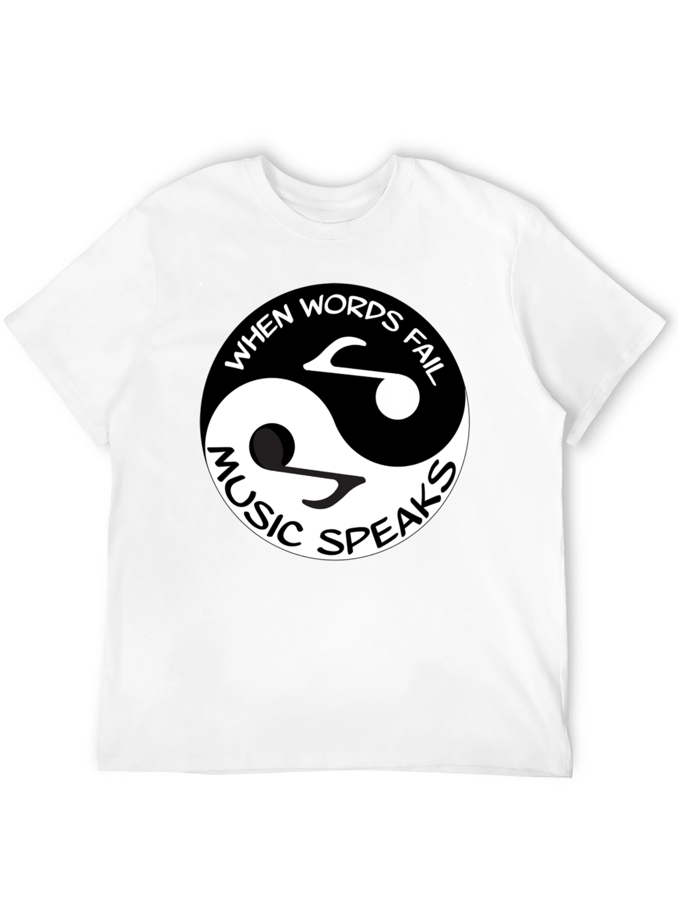Black Yin Yang Music Speaks Graphic Tee - Black Cotton view 12