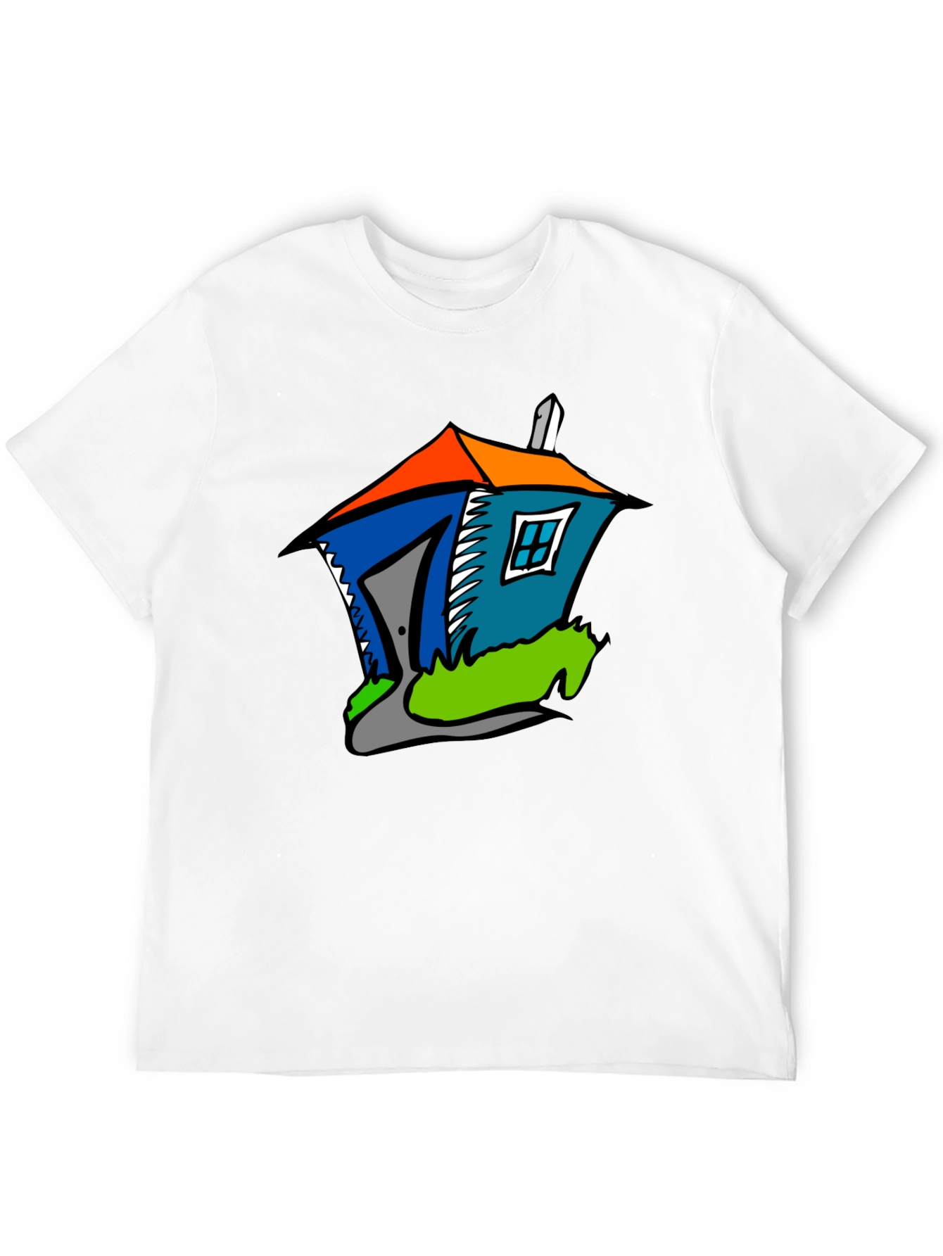 Black Cartoon House Graphic T-Shirt - Quirky Fun Style view 12