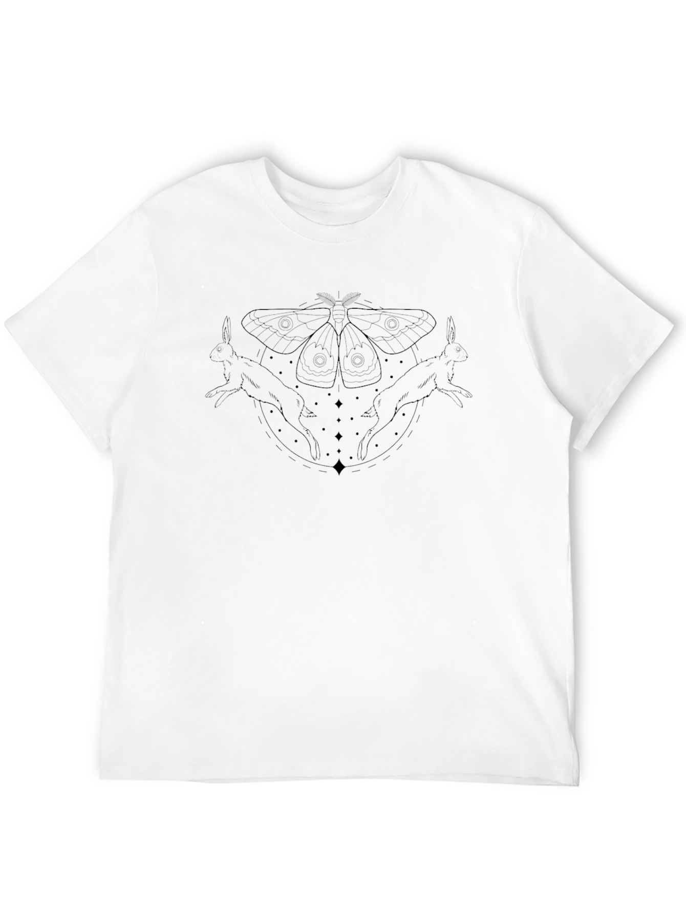 Black Mystic Moth and Hare Graphic Tee - Black view 12