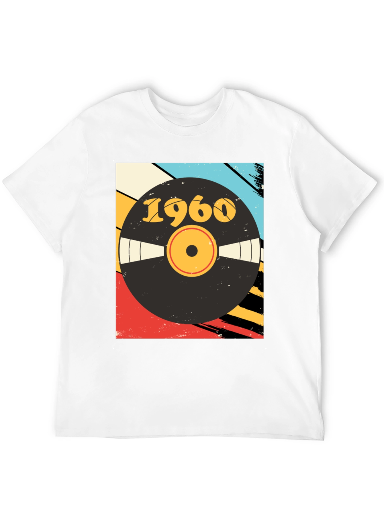 Black Retro 1960 Vinyl Record Graphic T-Shirt view 12
