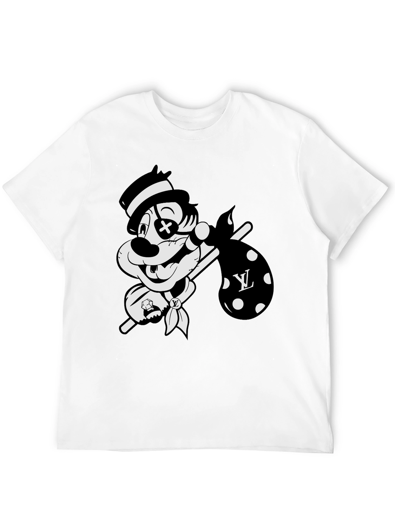 Black Cartoon Hobo Graphic Black T-Shirt view 12