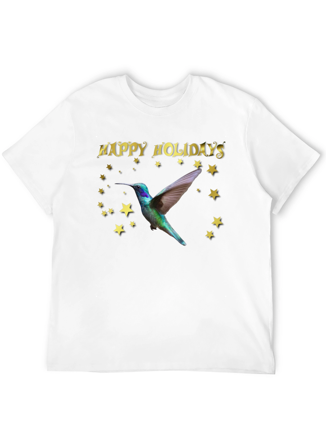 Black Happy Holidays Hummingbird Black T-Shirt view 12