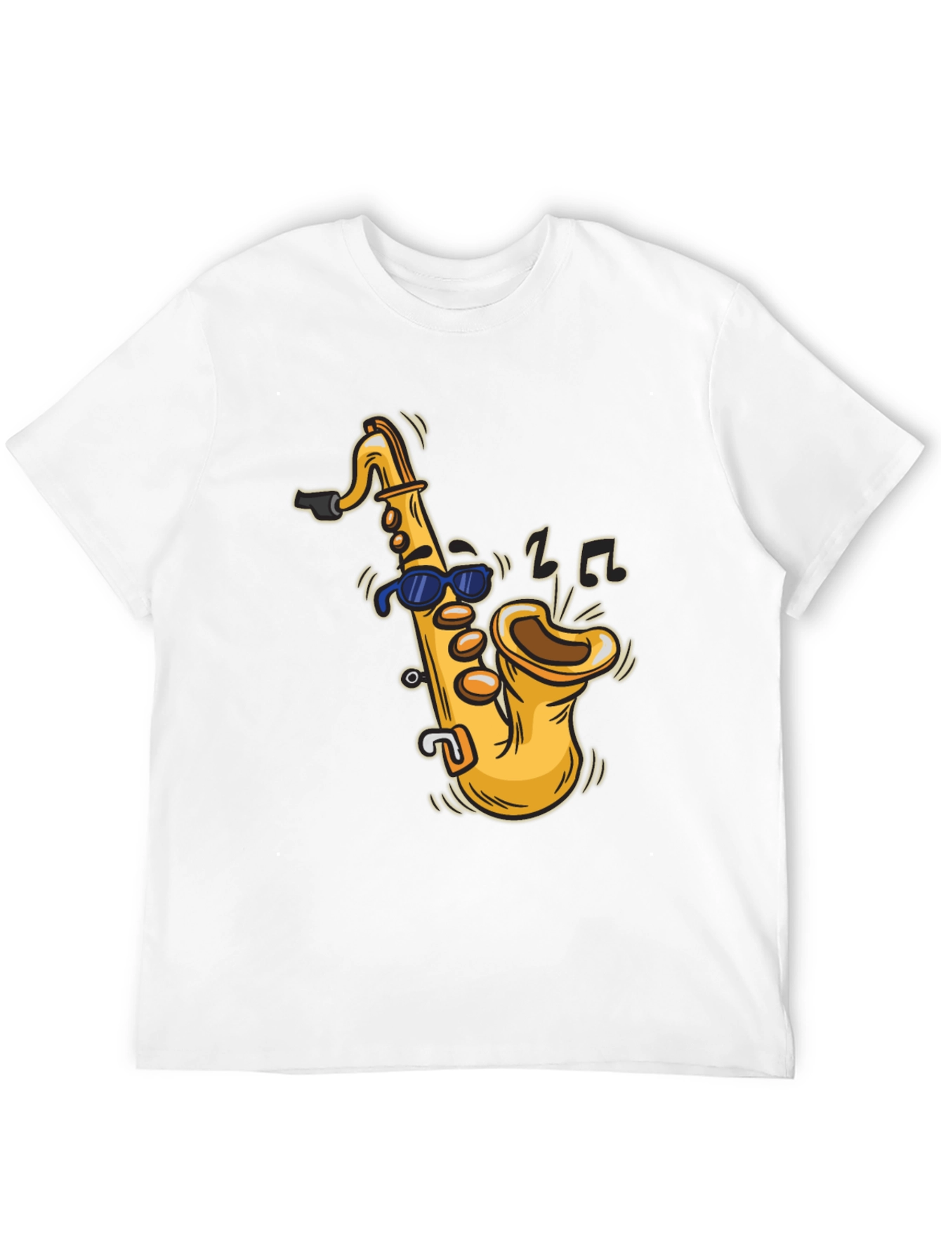 Black Cool Saxophone Cartoon Black T-Shirt view 12