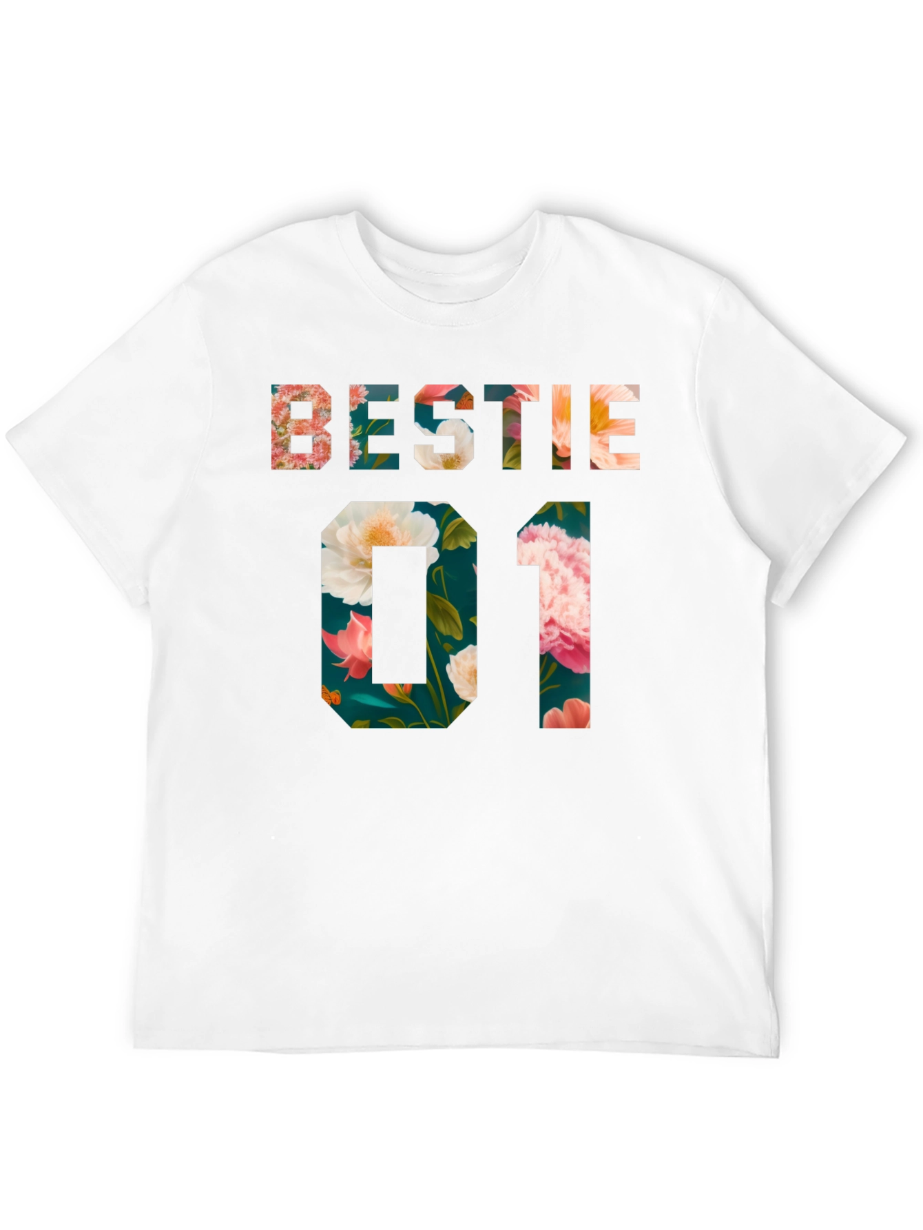 Black Floral Bestie 01 Black T-Shirt view 12