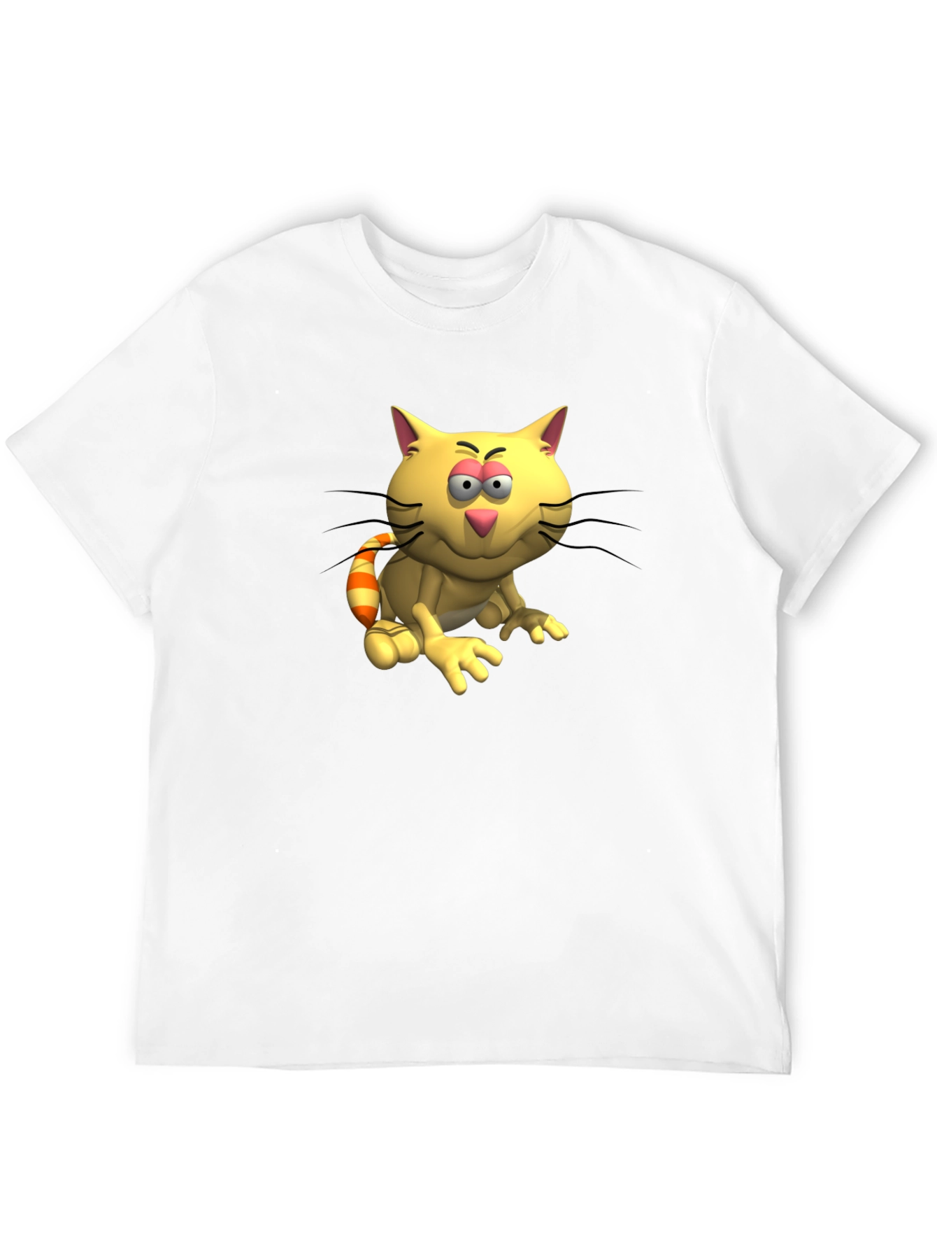 Black Cartoon Cat Graphic Tee - Casual Black T-Shirt view 12