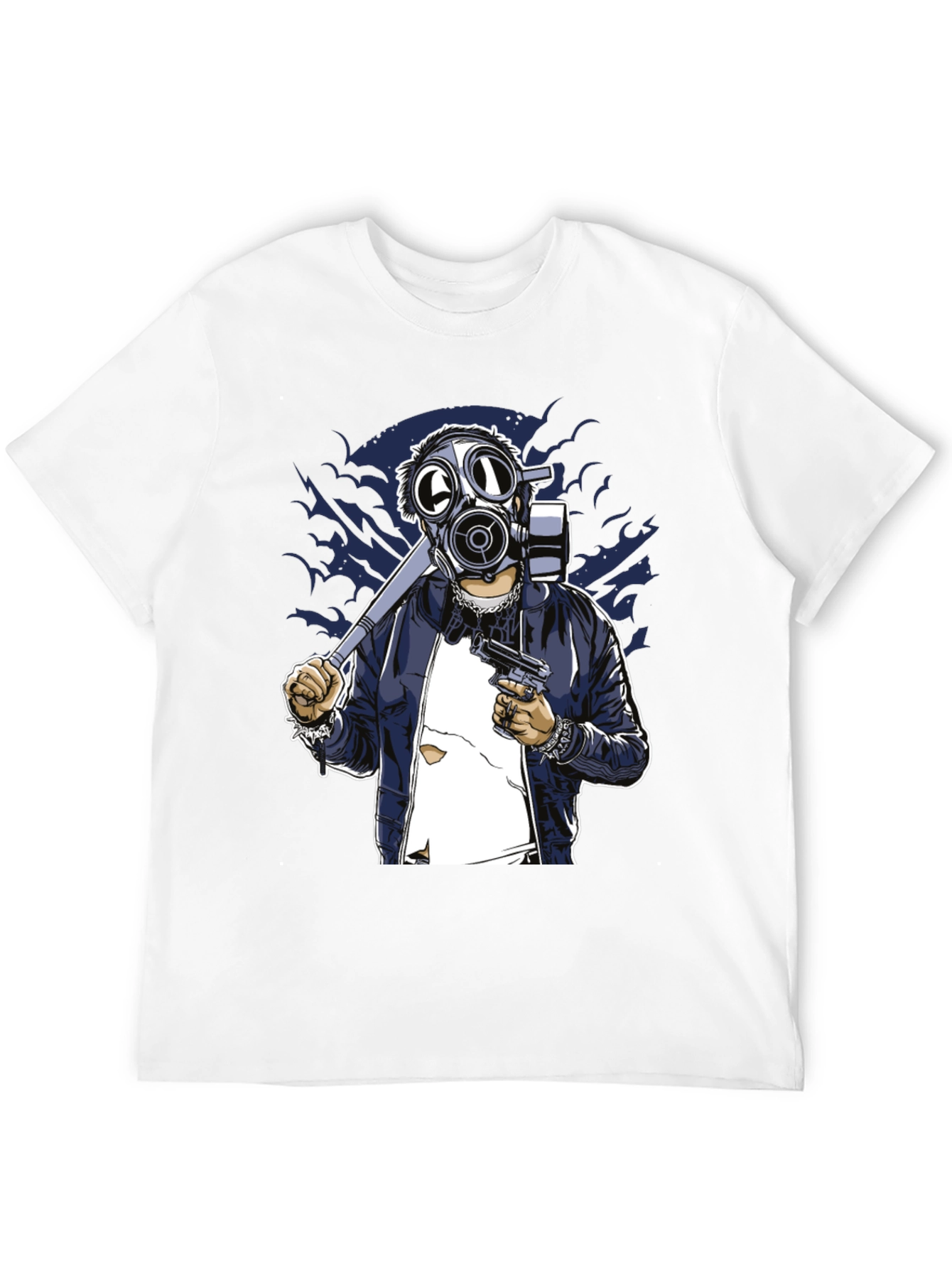 Black Gas Mask Graphic T-Shirt - Edgy Streetwear Tee view 12