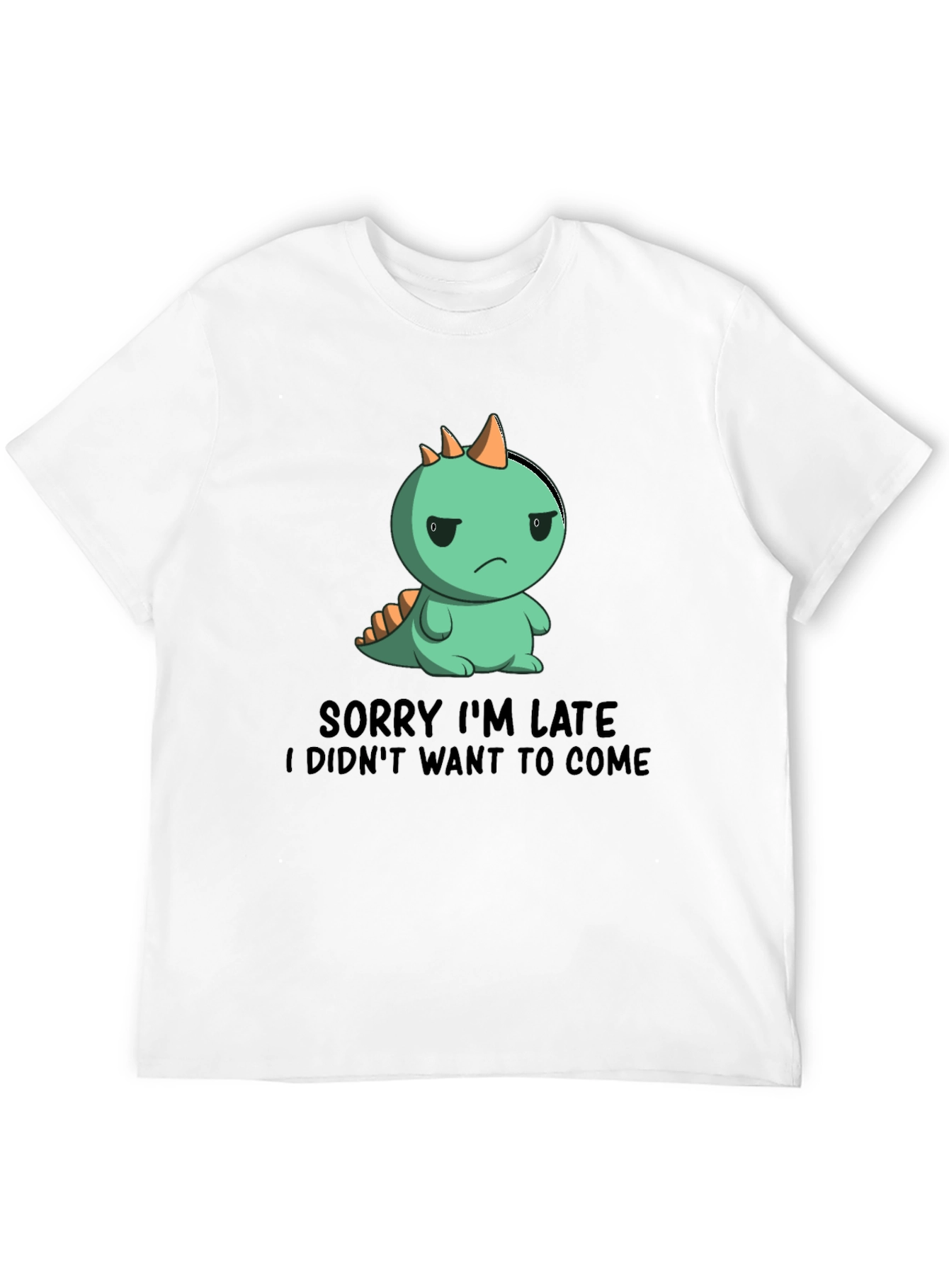 Black Funny Dinosaur Sorry I'm Late Graphic T-Shirt view 12
