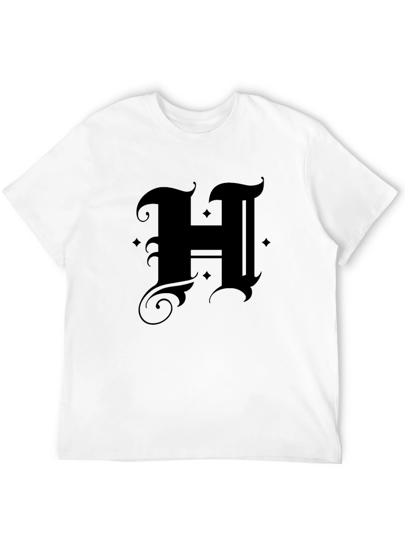 Black Gothic Initial "H" Black T-Shirt view 12