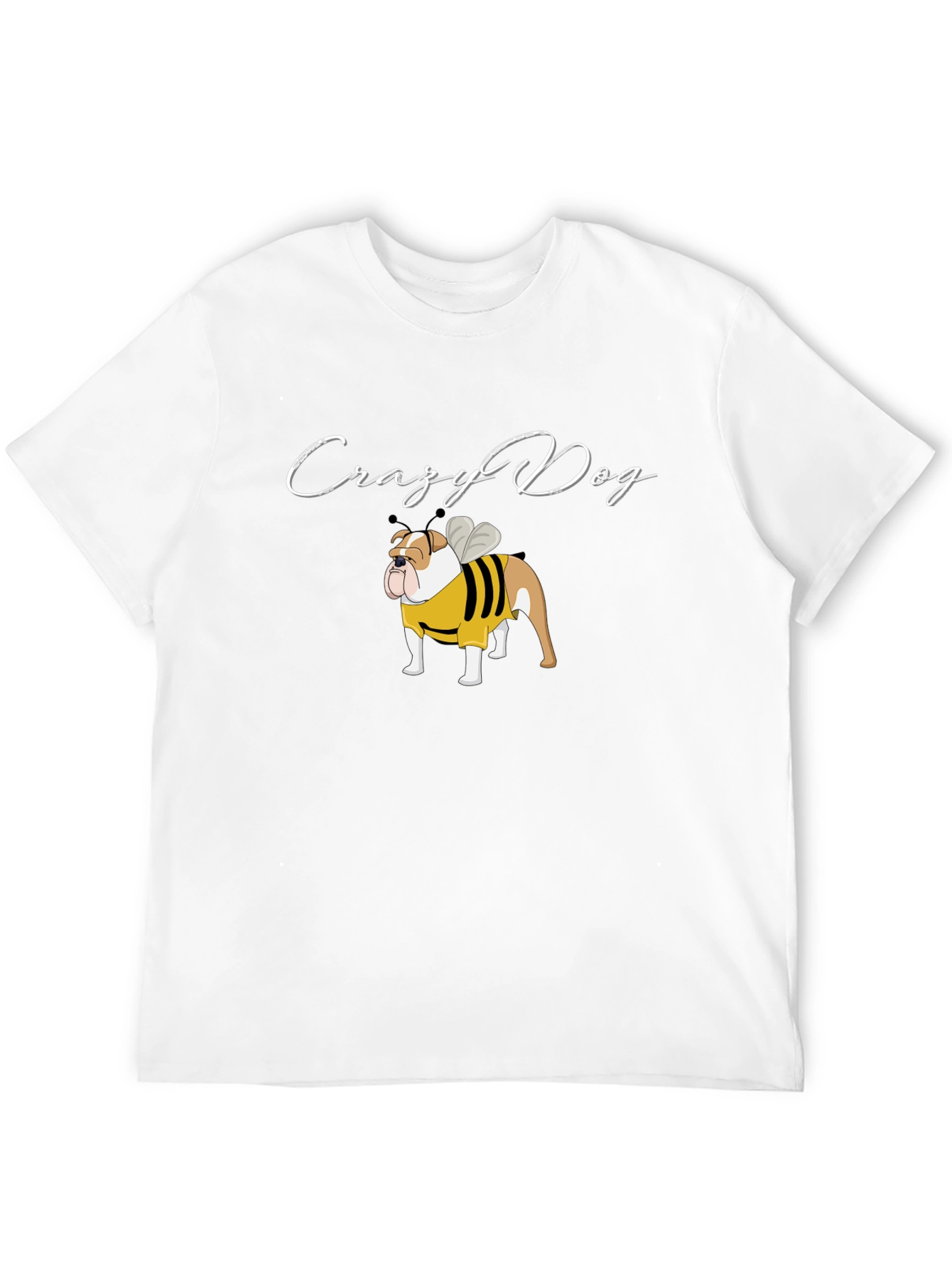 Black Crazy Dog Bulldog Bee T-Shirt view 12