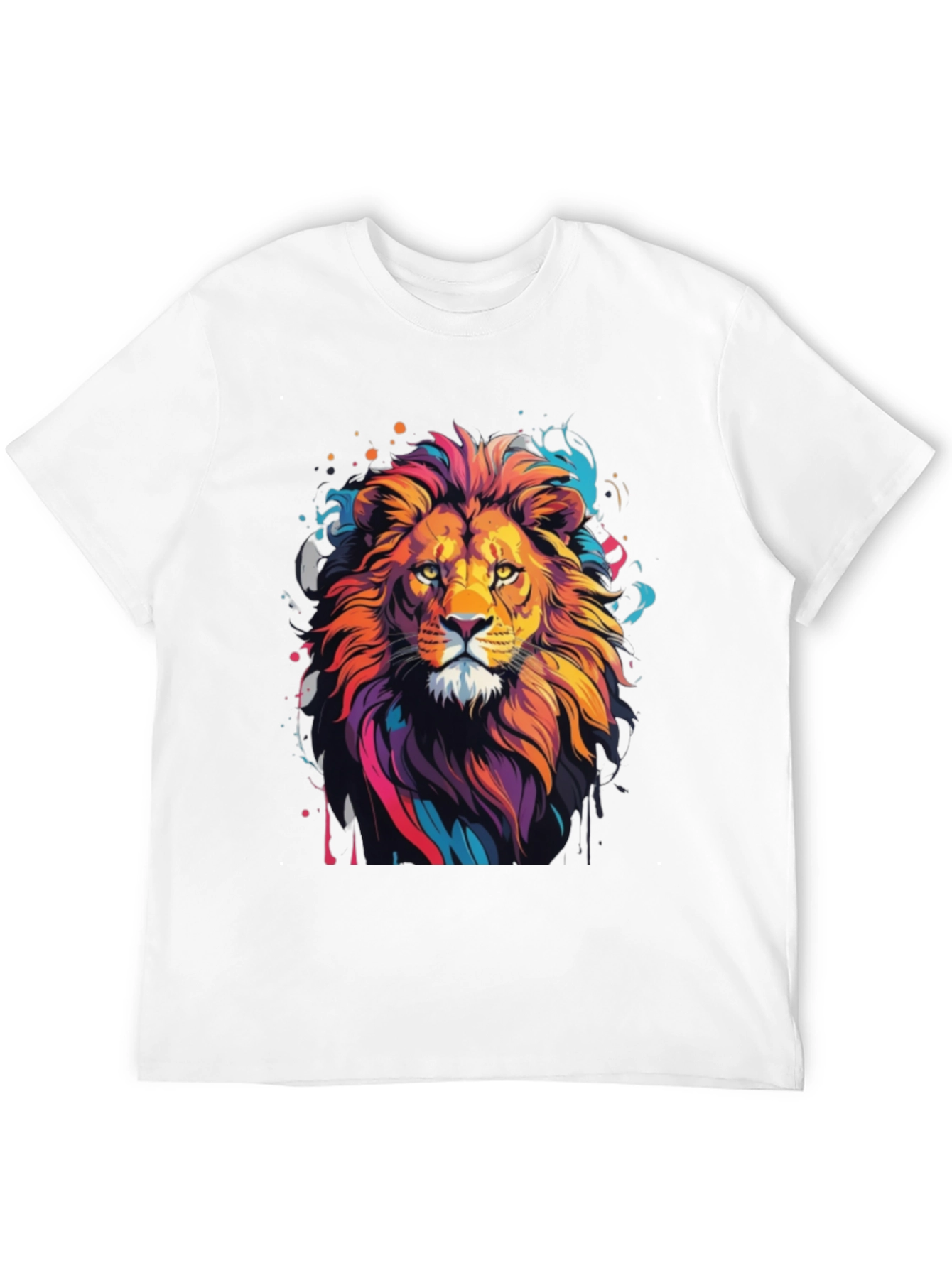 Black Vibrant Lion Graphic Tee - Artistic Men's T-Shirt view 12
