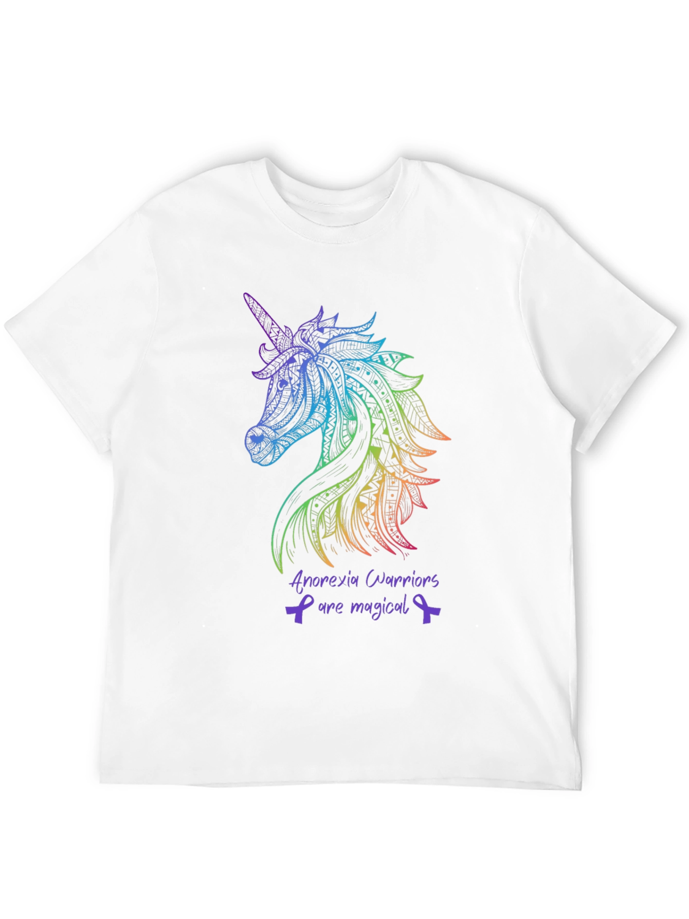 Black Unicorn Anorexia Warrior Awareness T-Shirt view 12