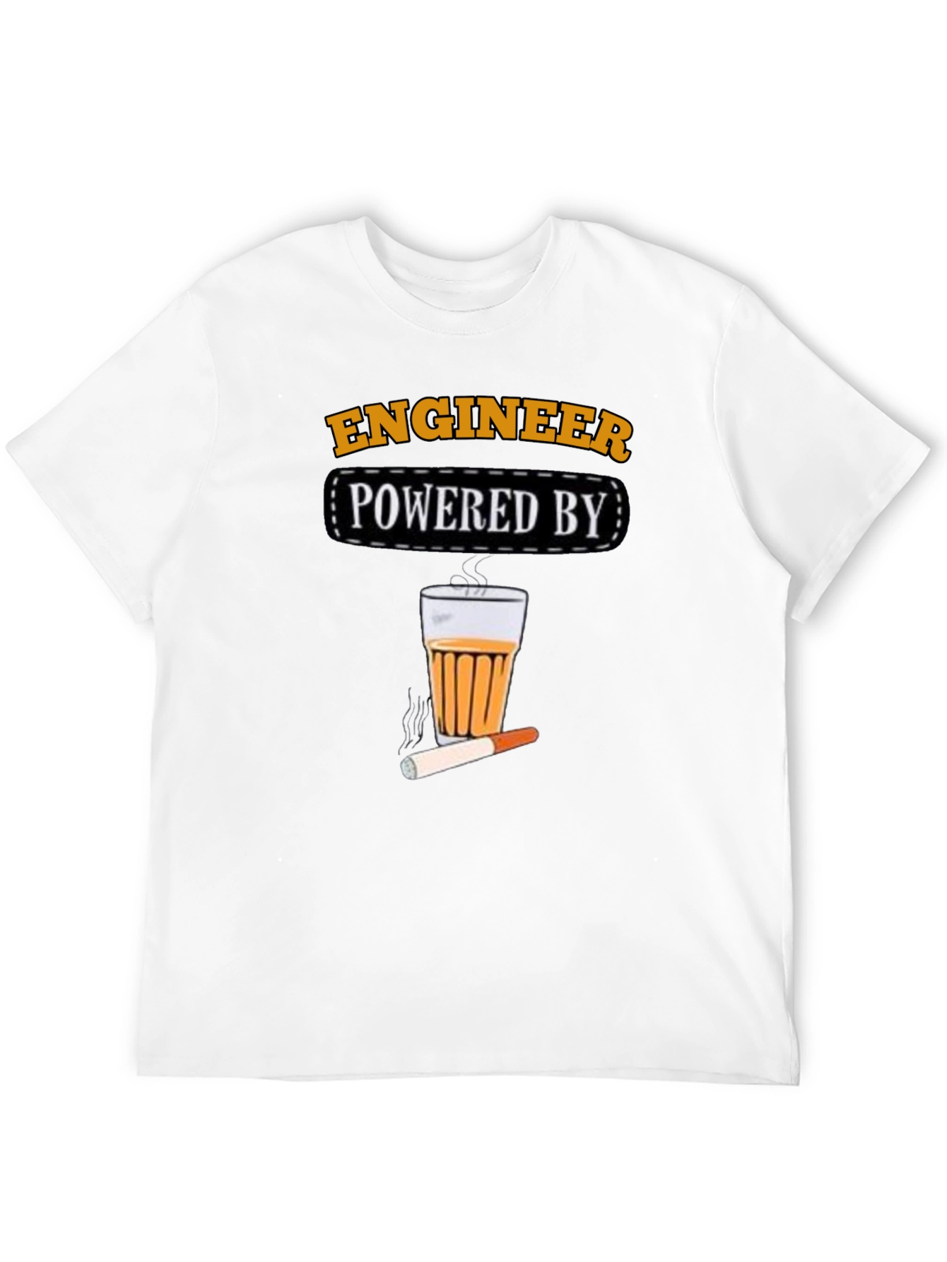Black Engineer Powered By Tea & Cigarette T-Shirt view 12