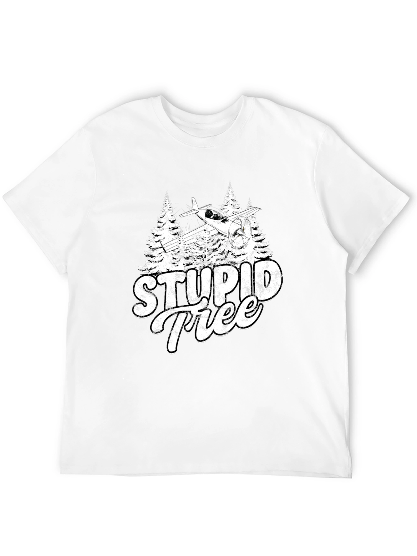 Black Stupid Tree Airplane Humor Graphic Tee view 12