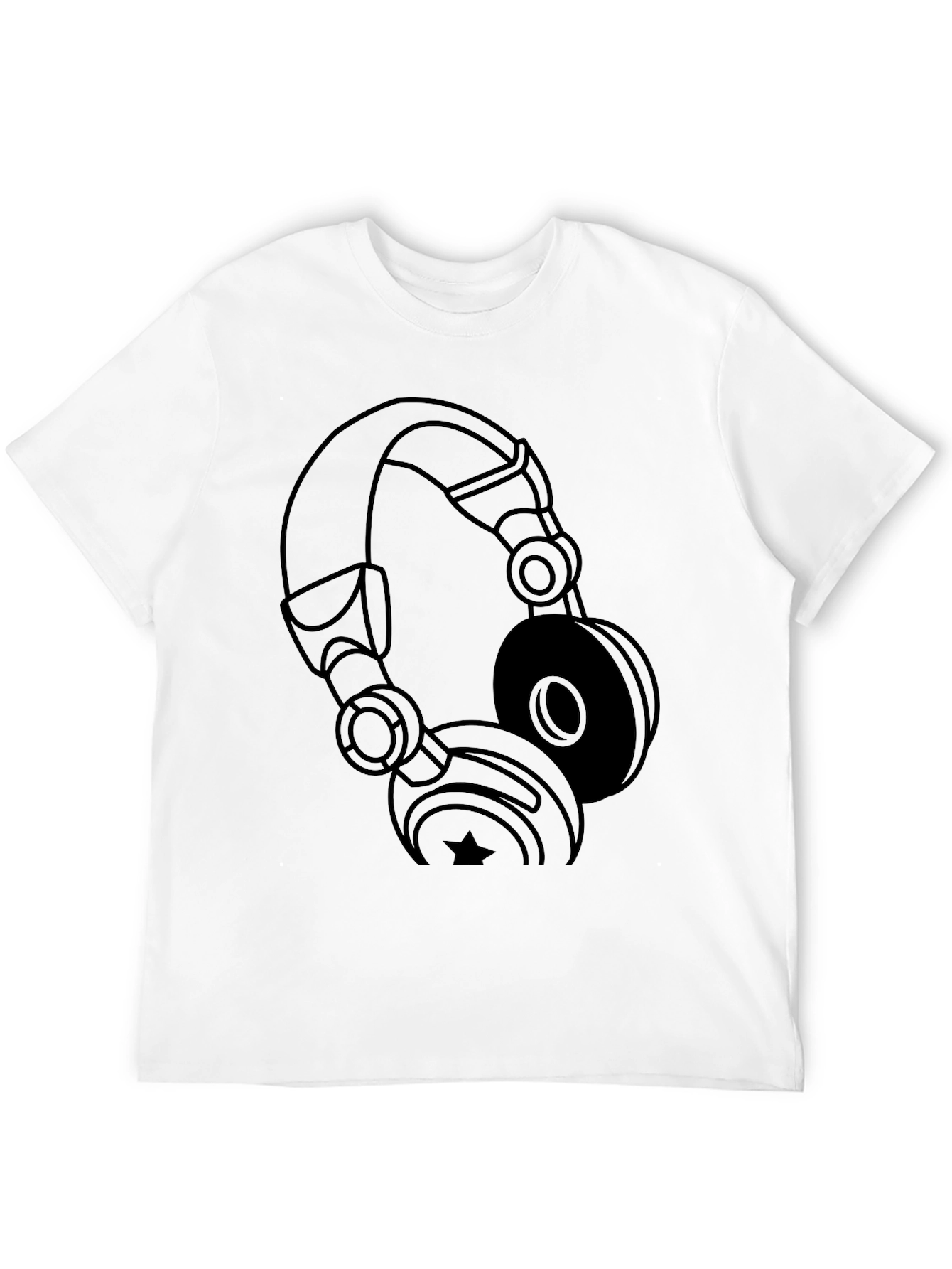 Black Black Headphones Graphic T-Shirt view 12