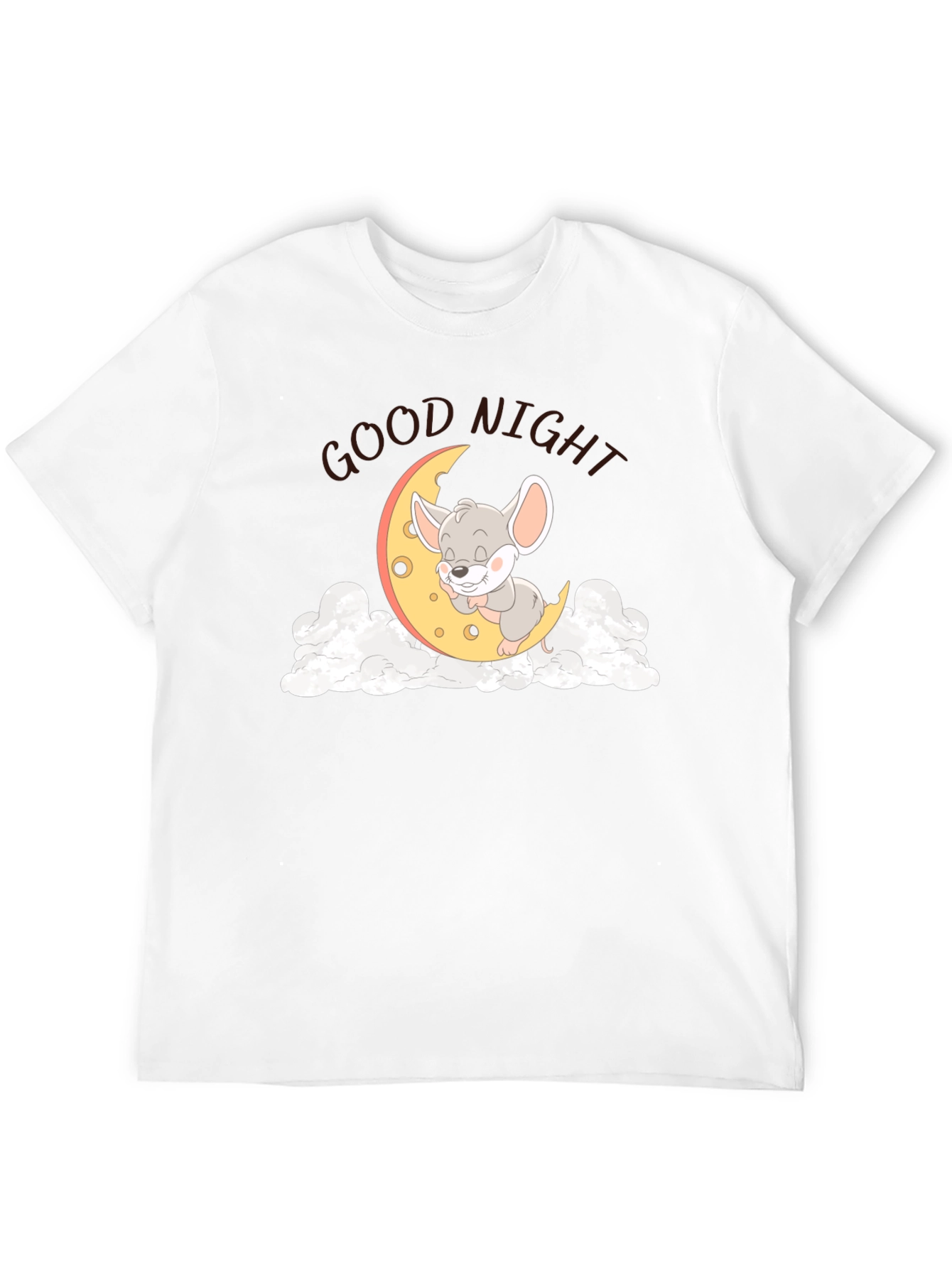 Black Cute Sleeping Mouse on Moon Graphic T-Shirt view 12
