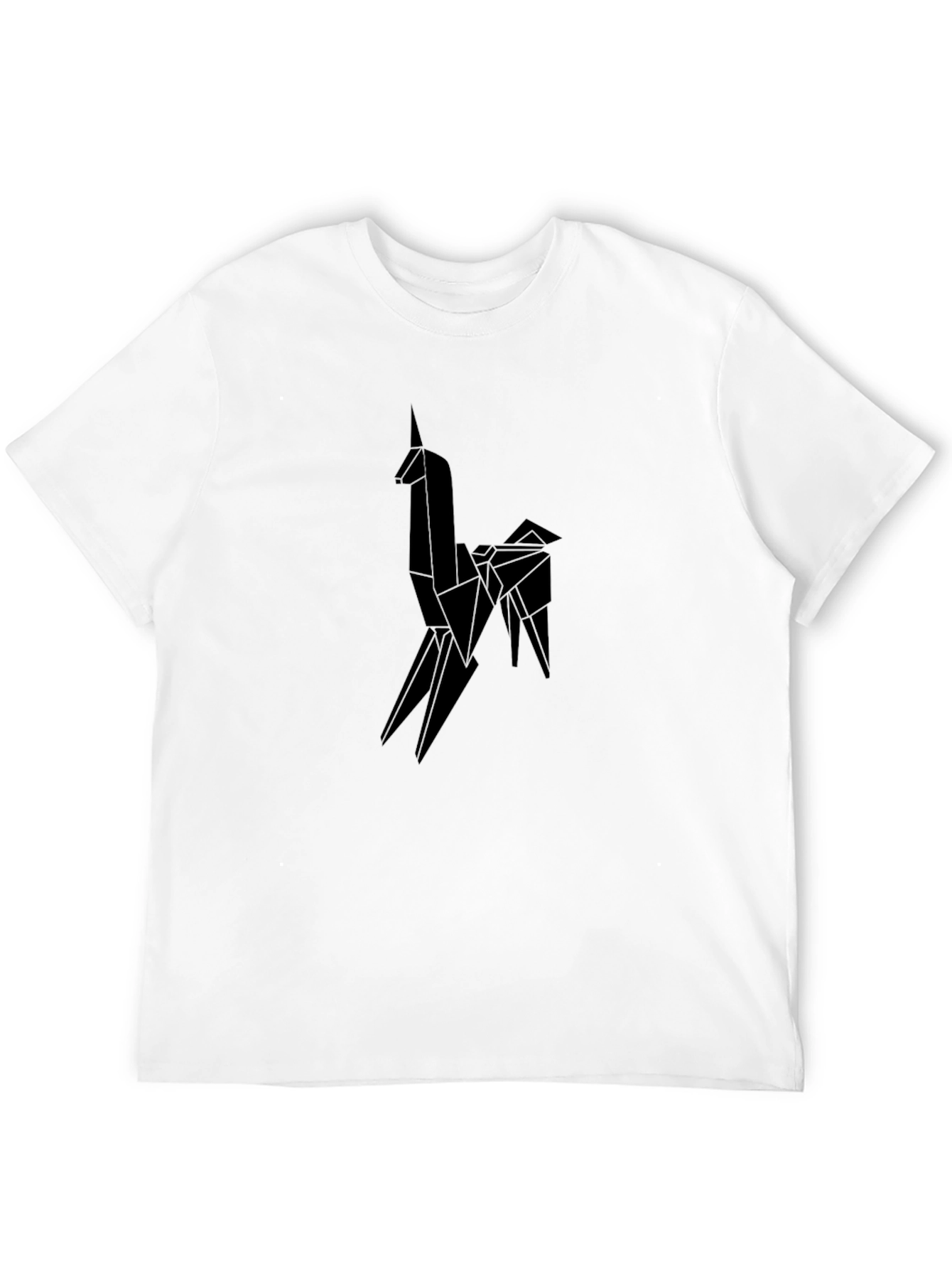 Black Origami Unicorn Graphic Tee - Men's Black T-Shirt view 12