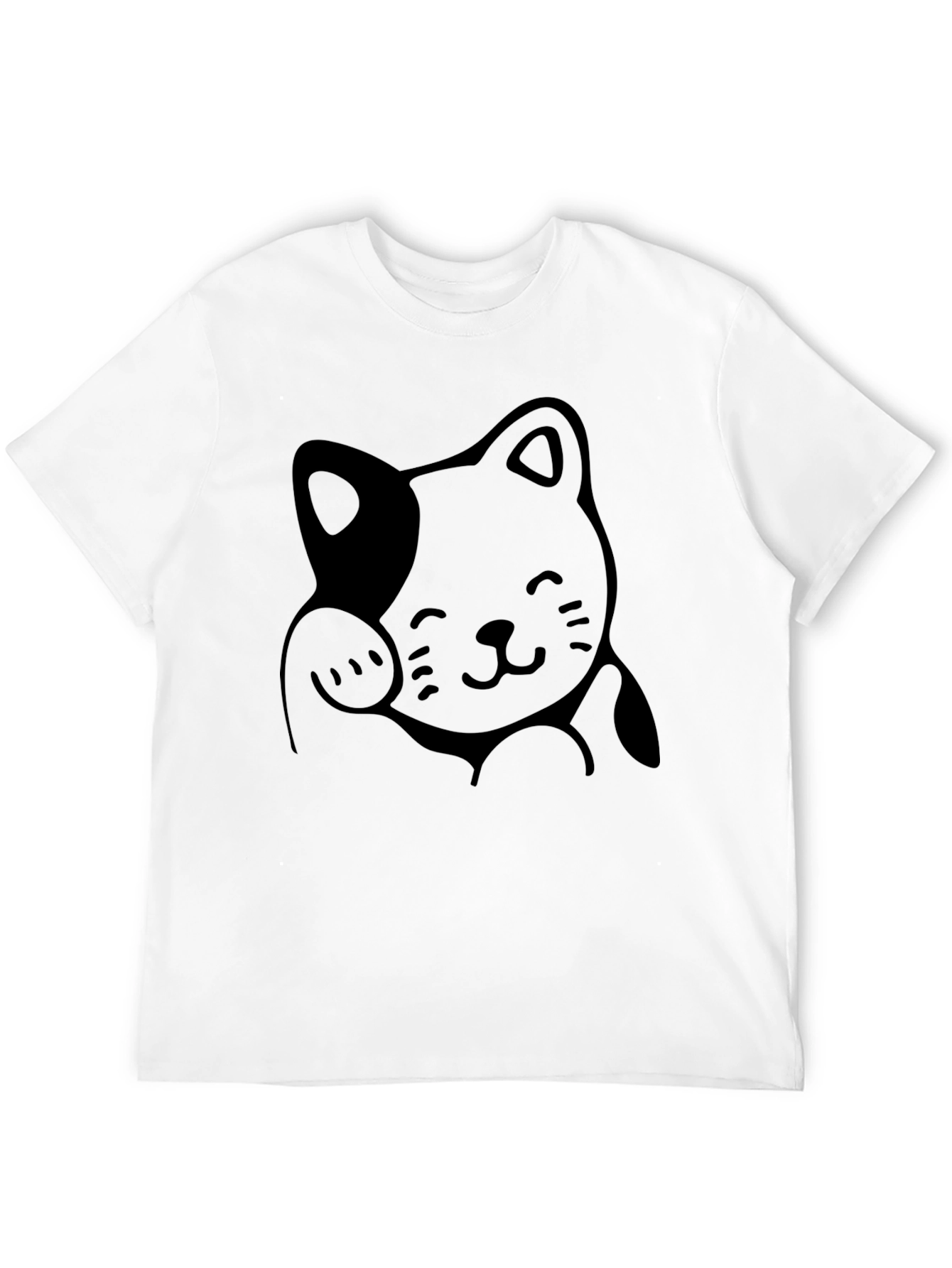 Black Lucky Cat T-Shirt - Black Graphic Tee view 12