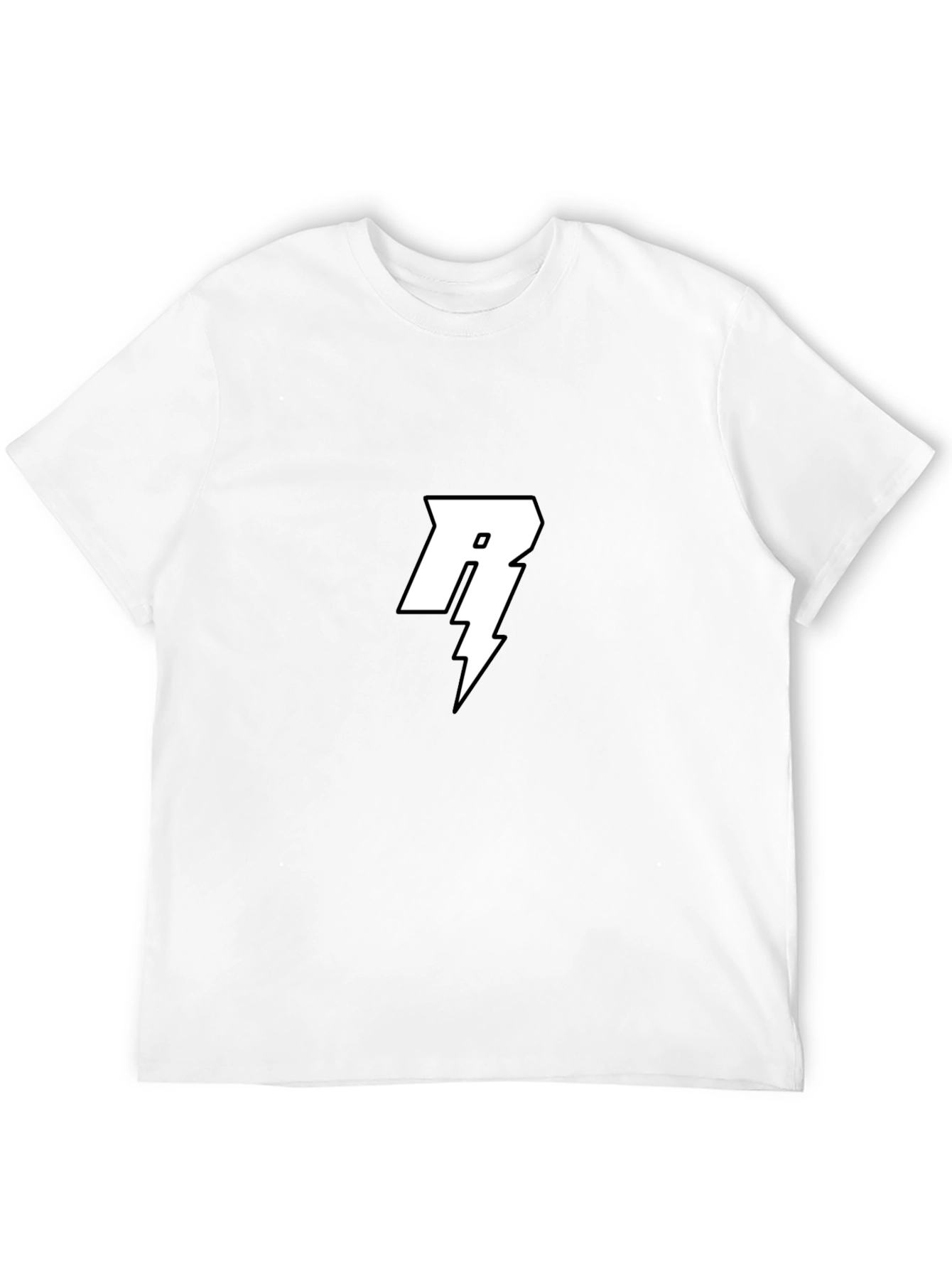 Black Black T-Shirt with White Letter R Lightning Bolt Design view 12